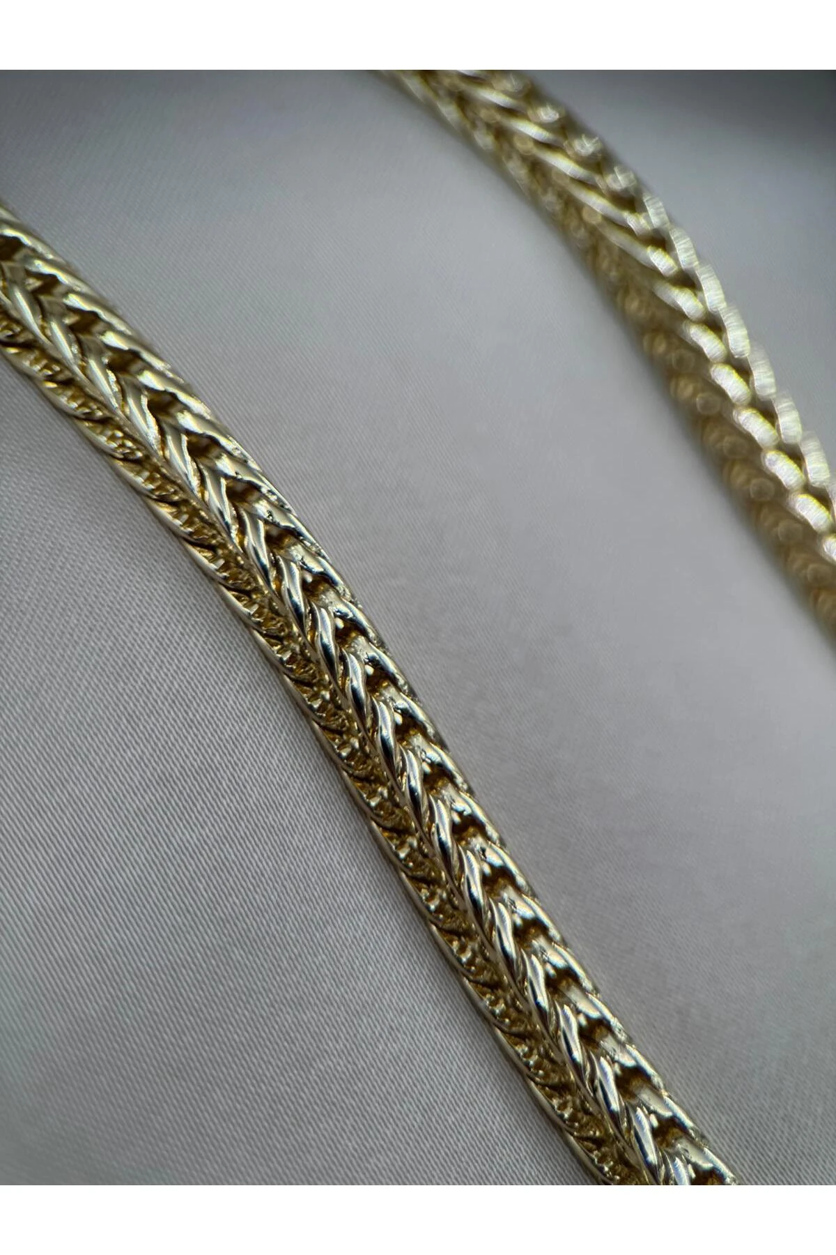 Gold Renk Örgü Zincir 55CM Çelik Kolye