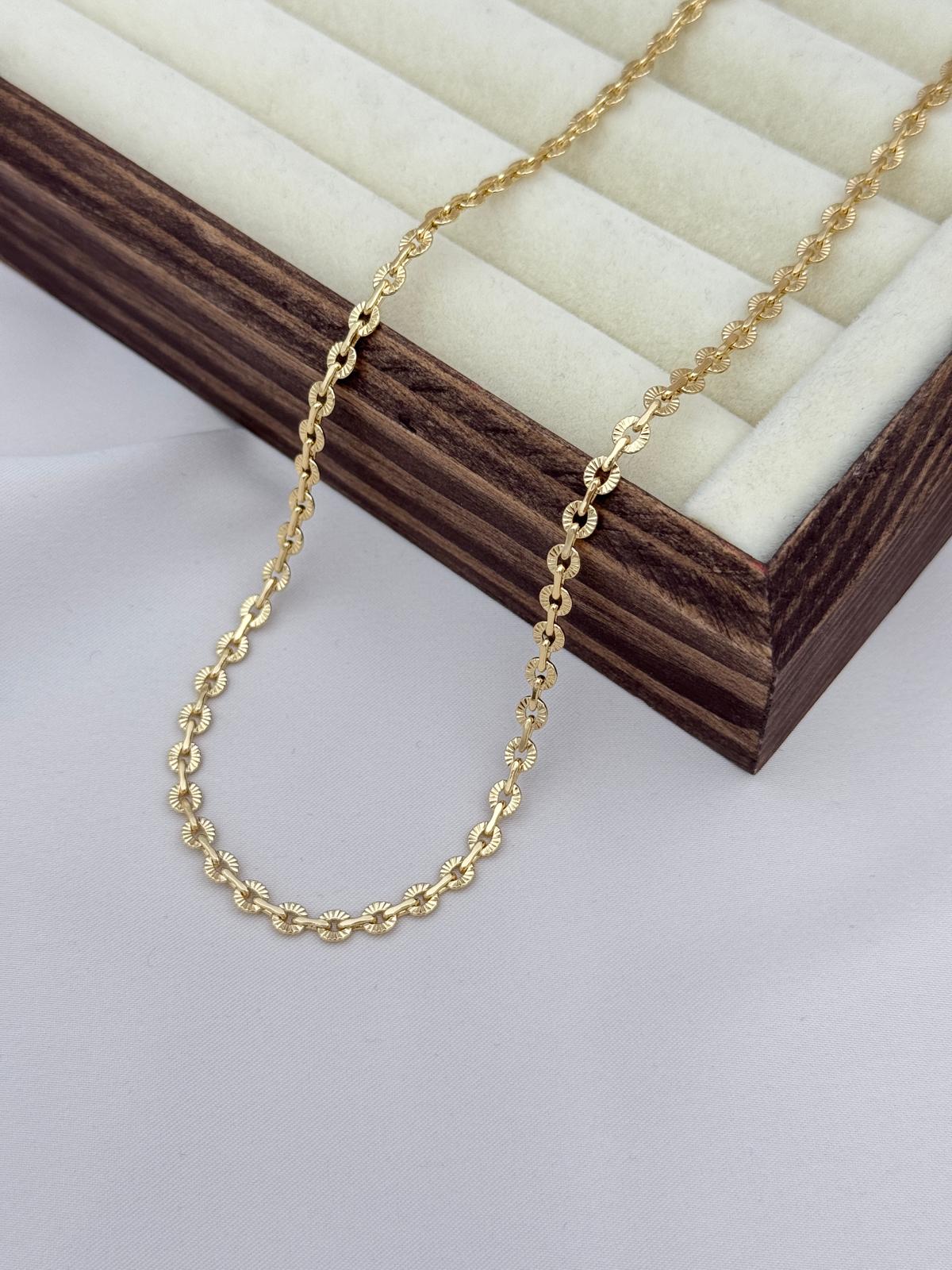 Xuping Gold Renk 45 cm Lazer Kesim Disk Zincir Kolye