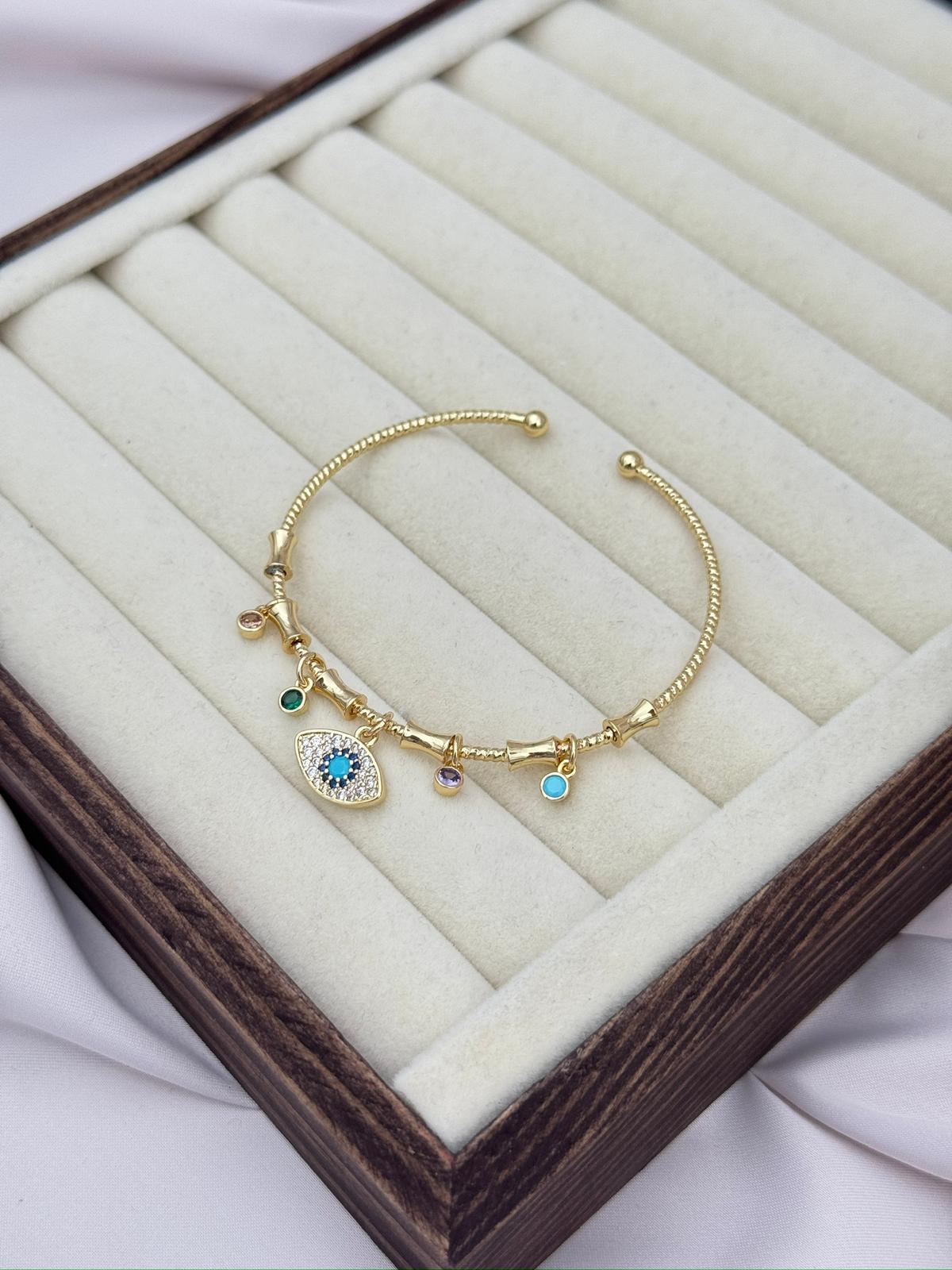 Renkli Taşlı Nazar Göz Ayarlanabilir VIP Charm Bileklik