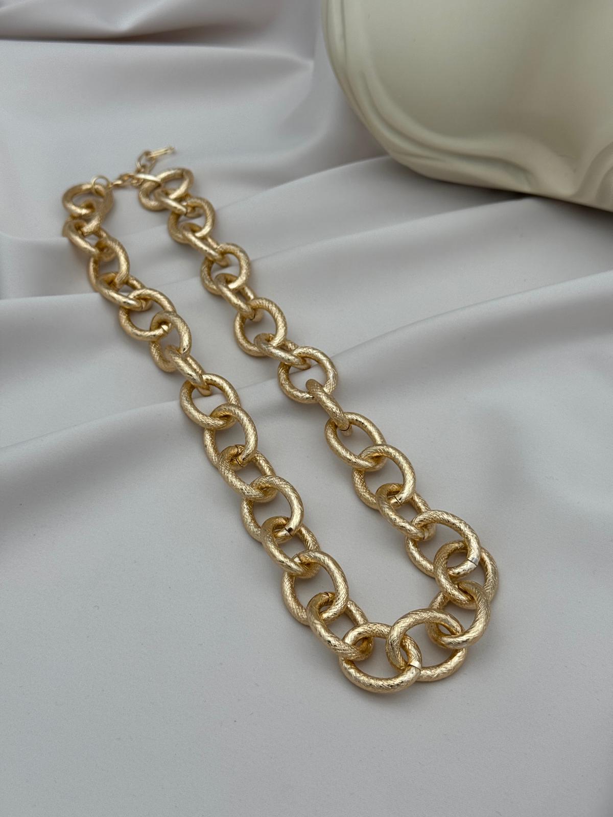 Gold Renk 55 cm Dokulu Büyük Halka Kolye