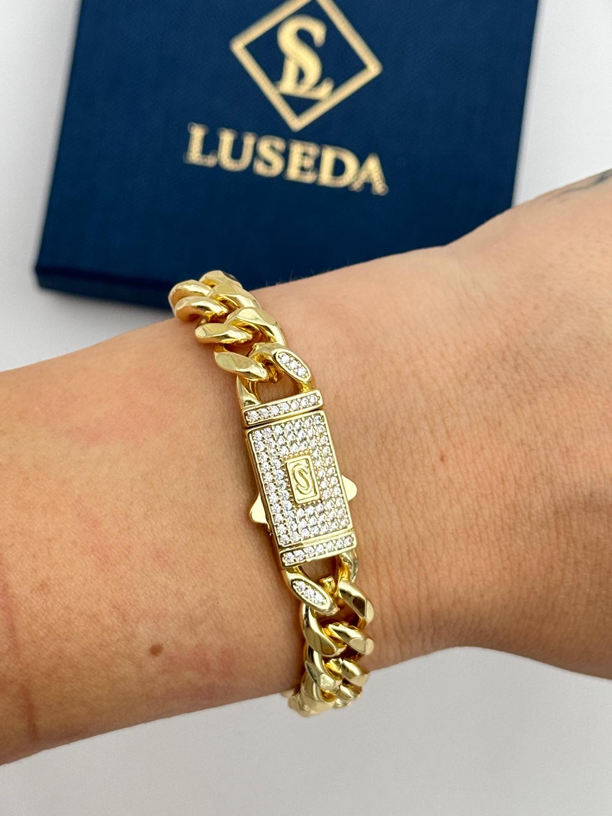 Gurmet-Kette, vergoldetes 17 cm Zirkon-Stein-Armband aus Stahl