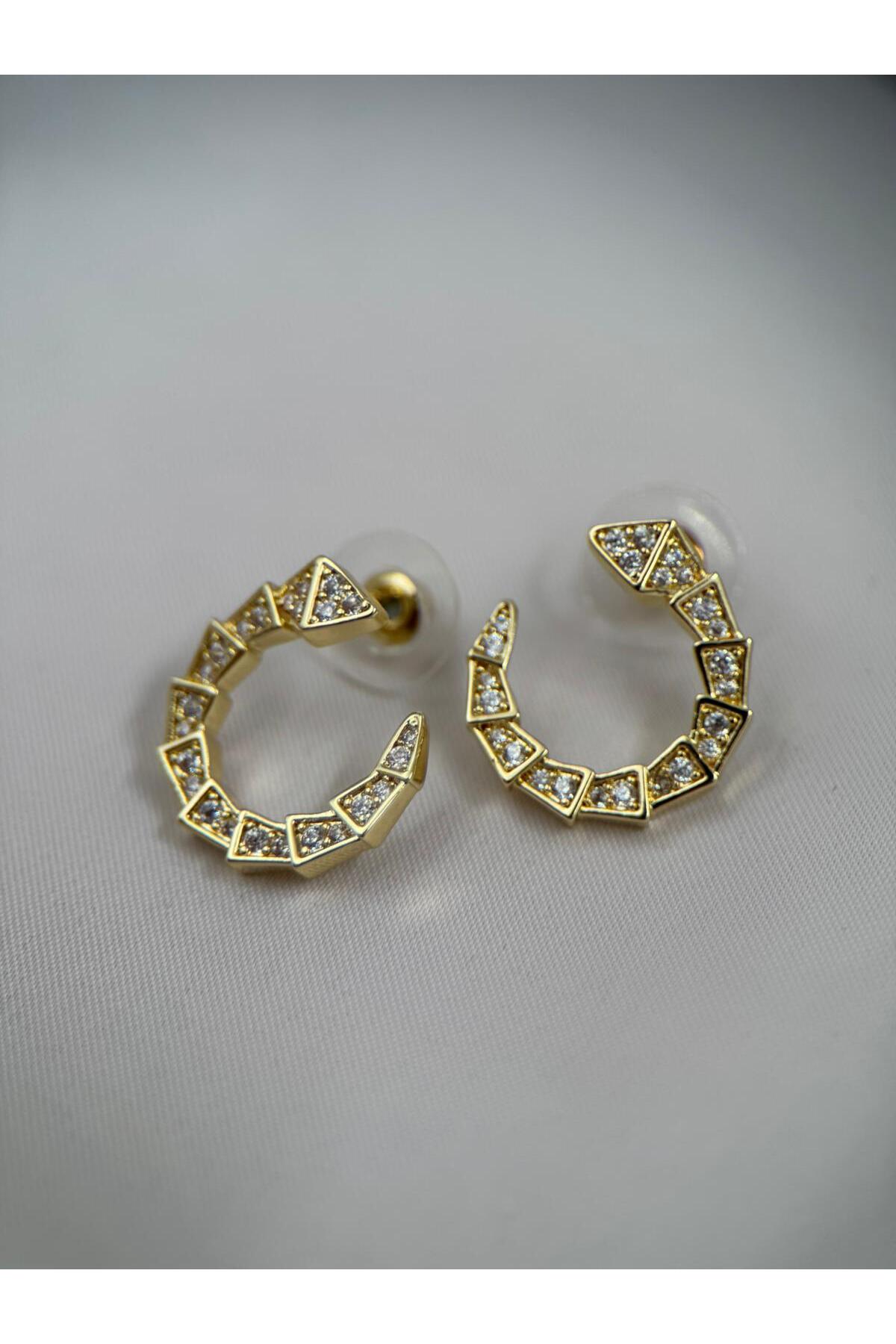 VIP Snake Shape Gold Color Zircon Stone Earrings