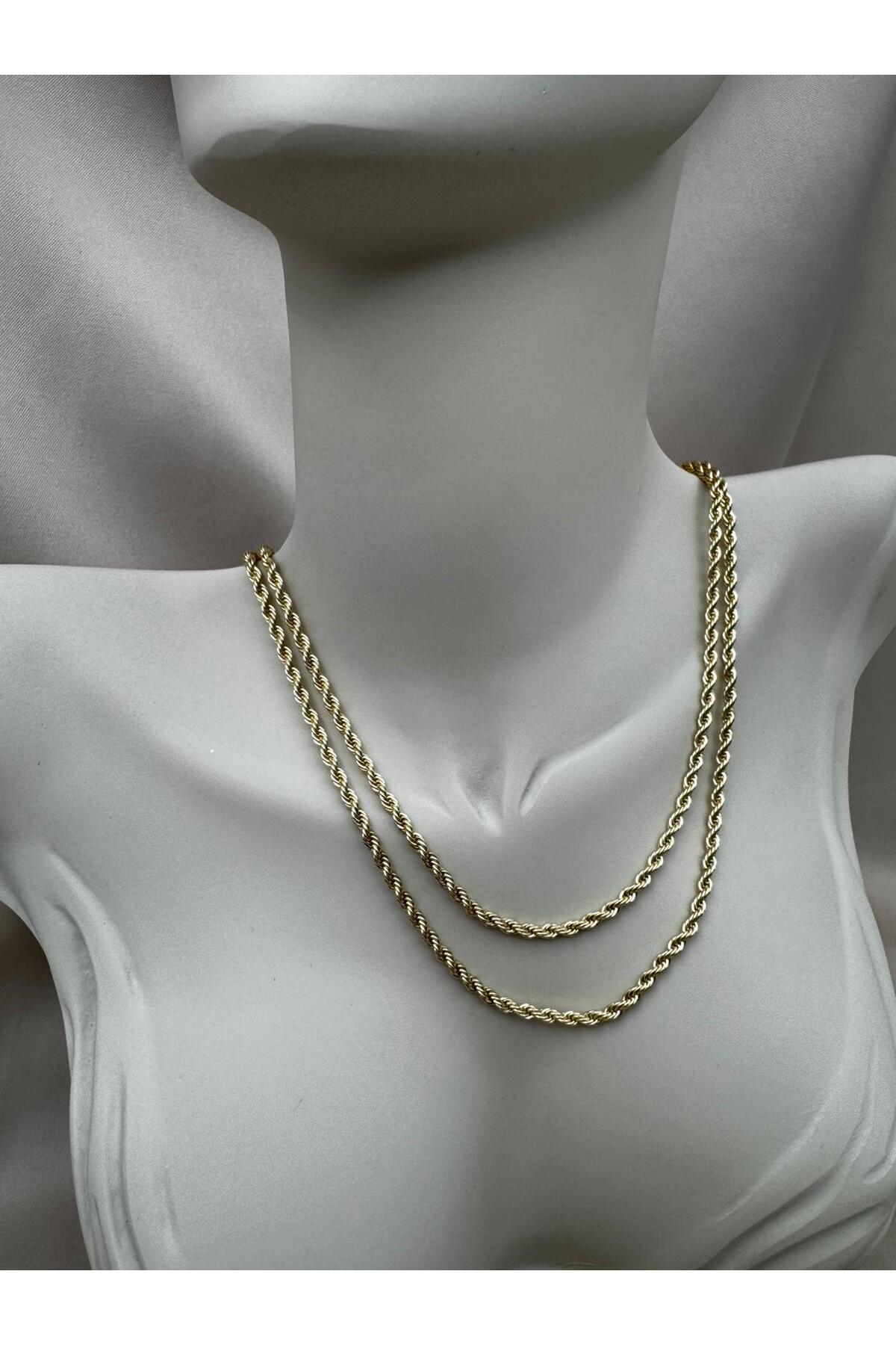 Burgu Zincir 90CM Ayarlanabilir Gold Kolye