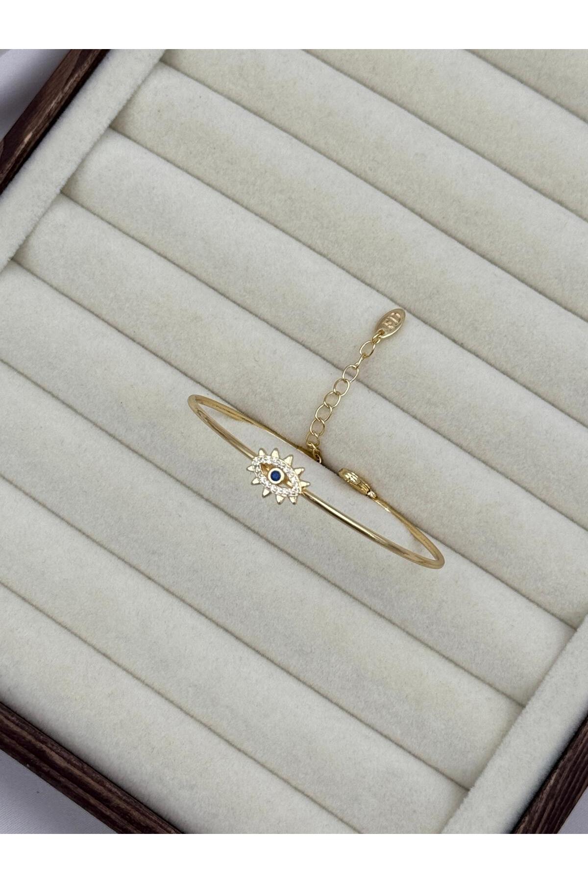 İnce Form Işın Detaylı Nazar Göz Zarif Ayarlanabilir Kelepçe Bileklik