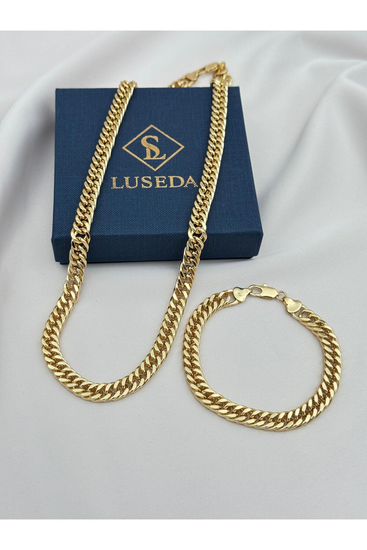 Xuping Sık Zincir Gurmet Set Kolye 50cm ve Bileklik 18cm