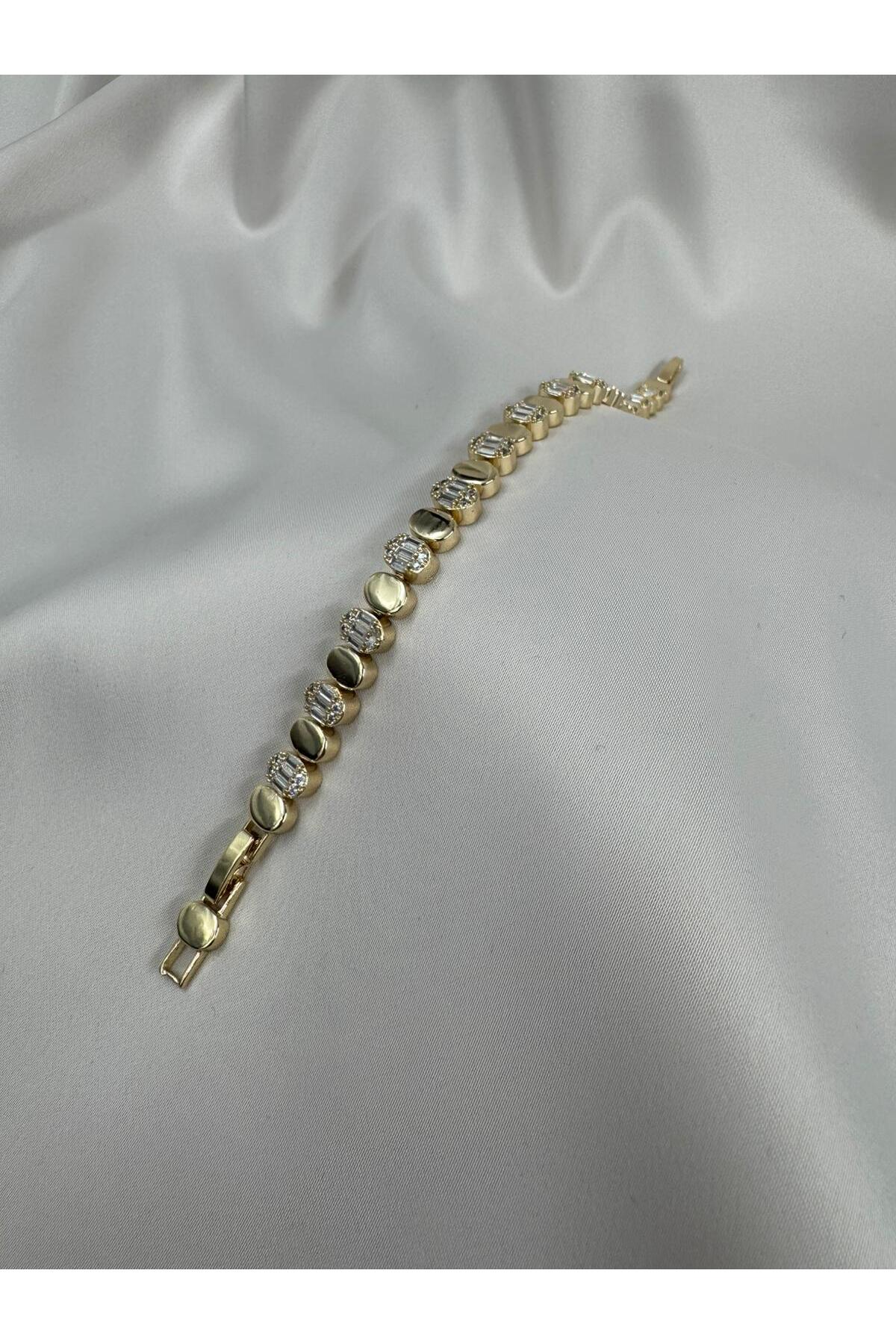 Baget Taşlı 17+2CM Ayarlanabilir Gold VIP Link Bileklik