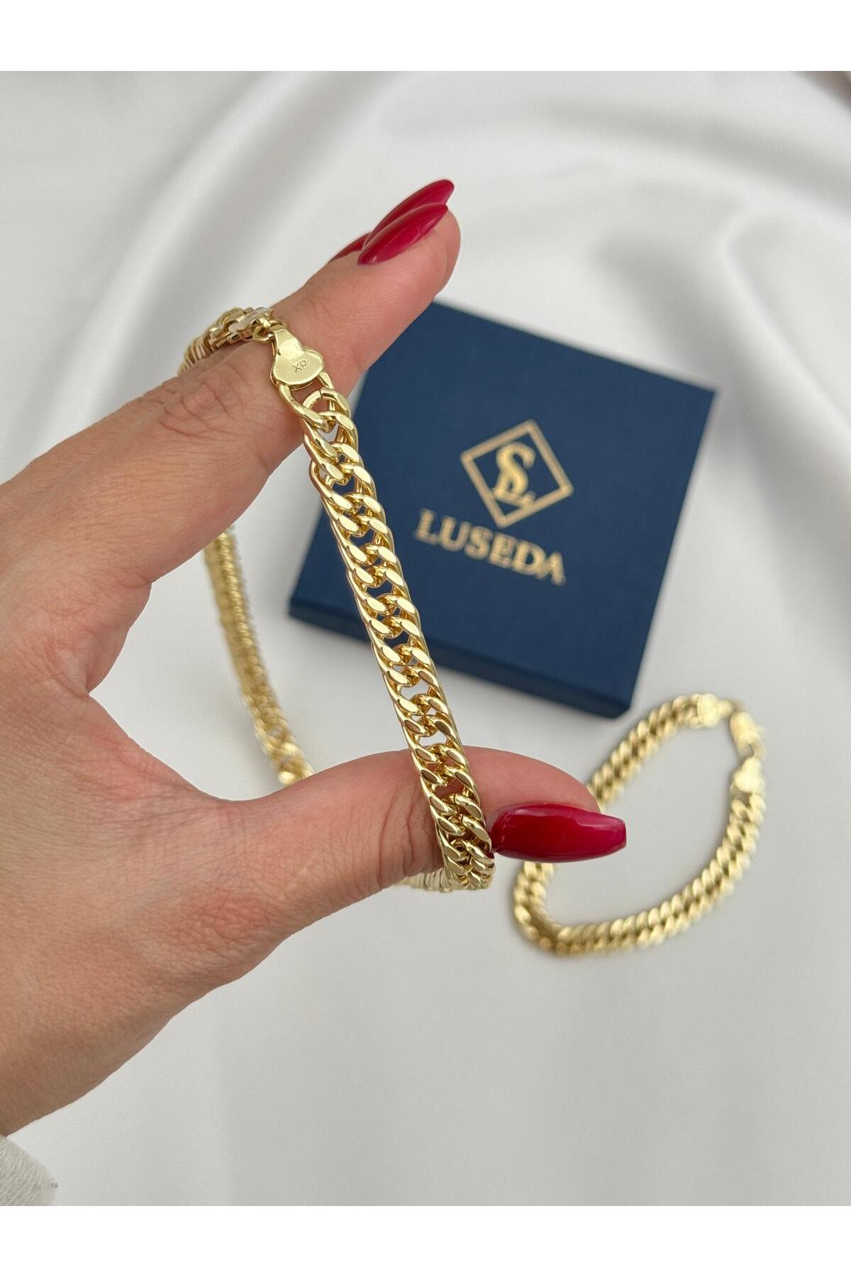 Xuping Sık Zincir Gurmet Set Kolye 50cm ve Bileklik 18cm