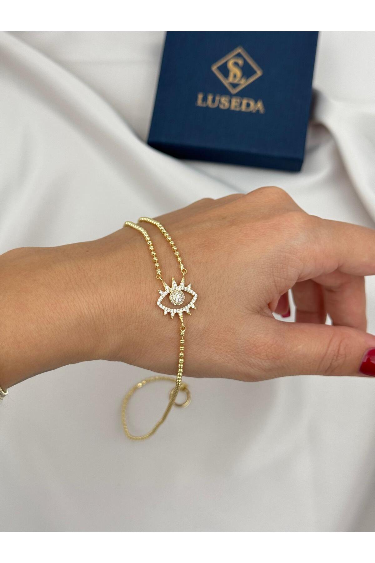 VIP Nazar Göz Figürlü Gold Renk Uzun Y Kolye