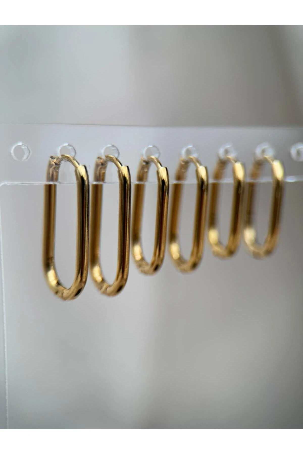 3 Çift Gold Renk Minimal Halka Kararmaz Çelik Küpe