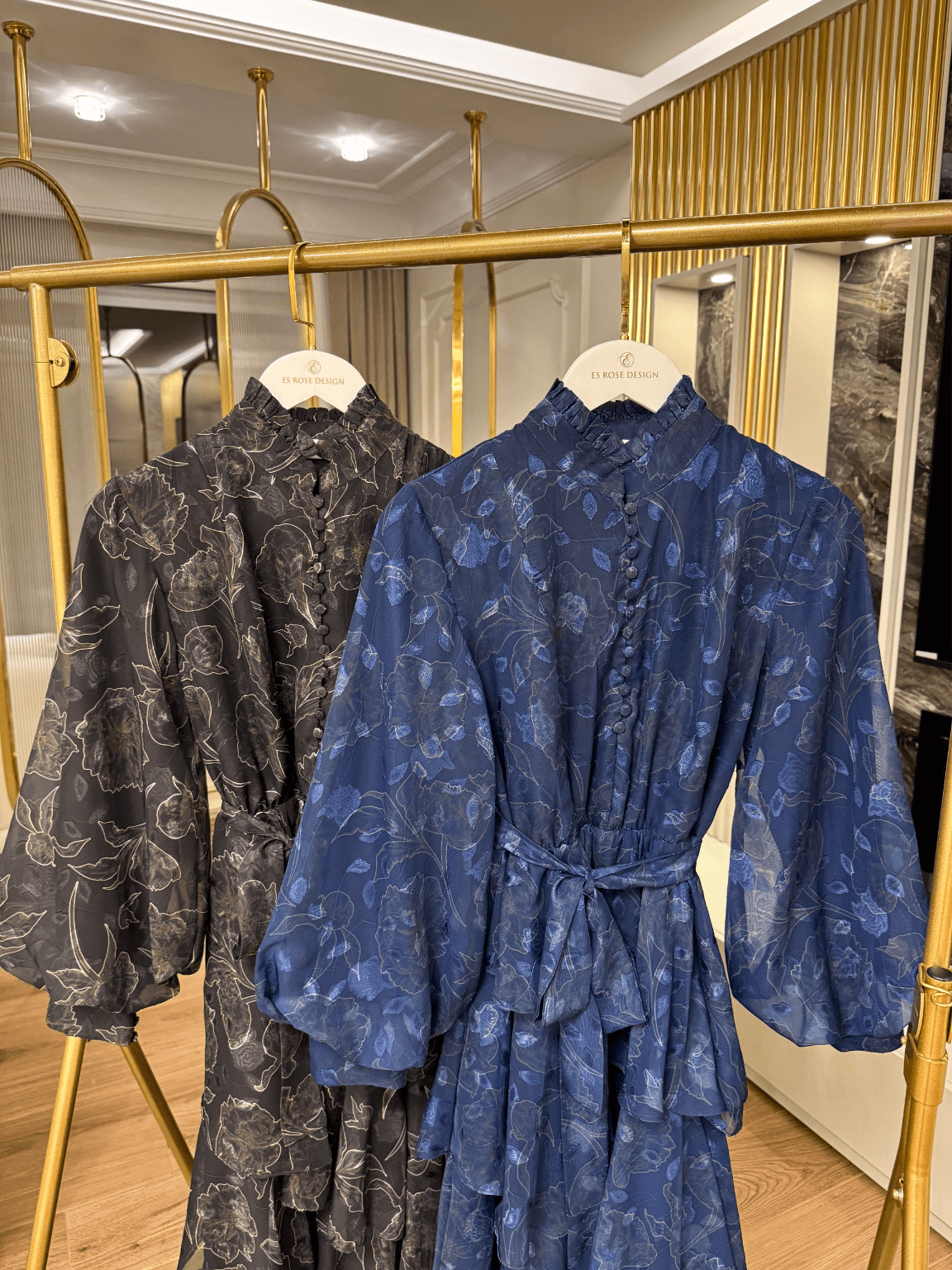 ROSE MARİN İPEK ŞİFON DRESS LACİVERT