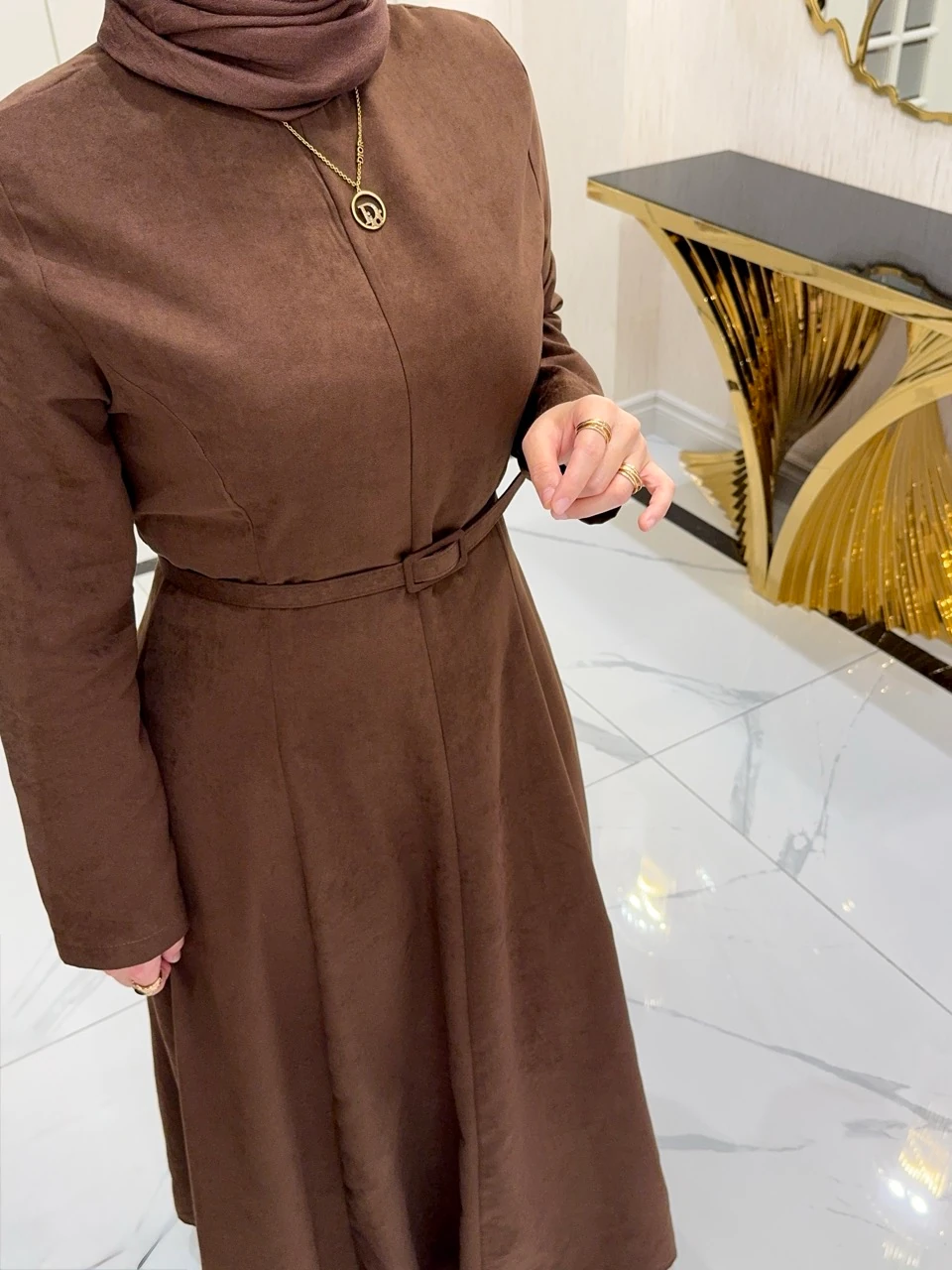 KAHVERENGİ SÜET ELBİSE