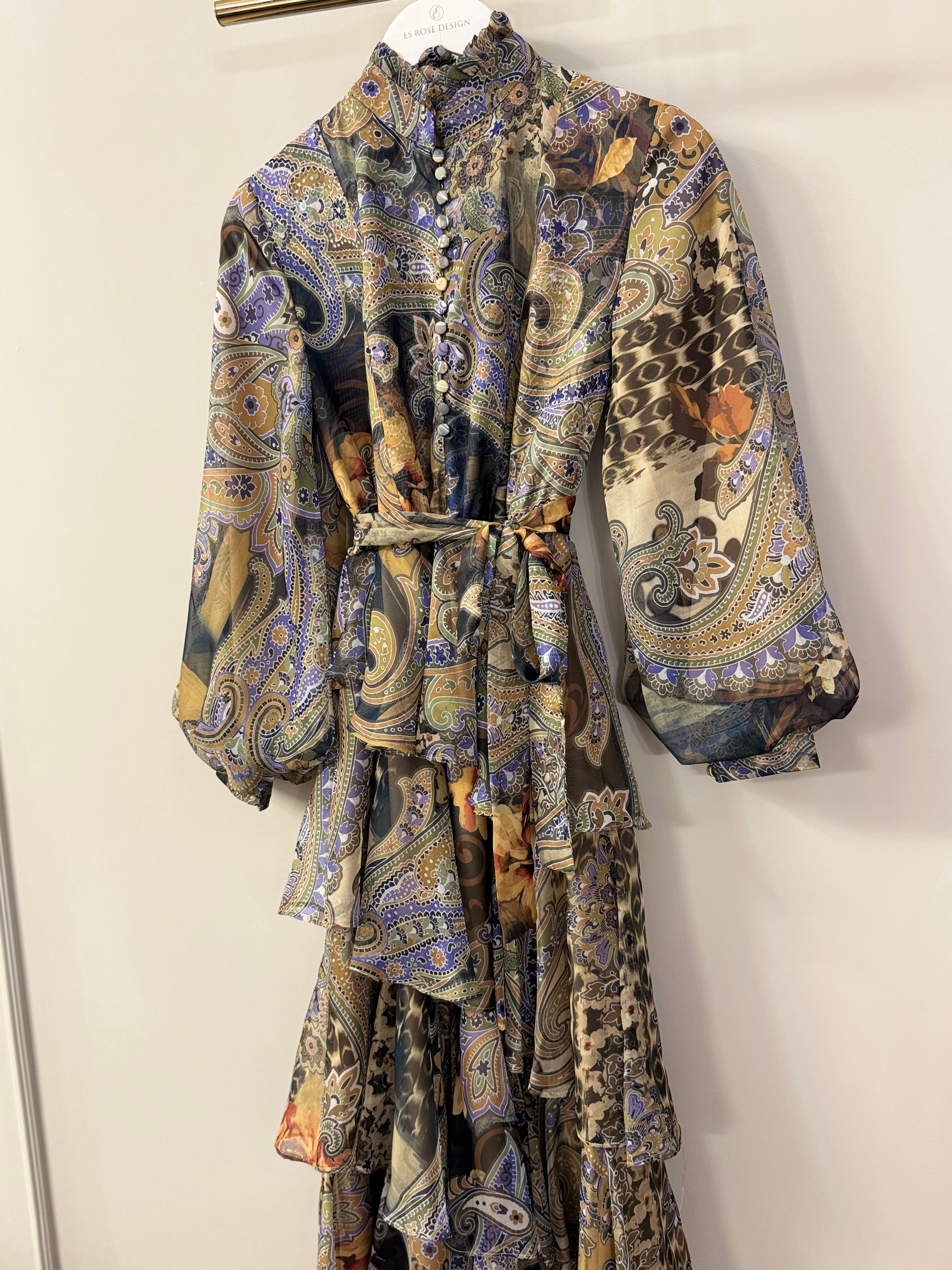 ROSE MARİN İPEK ŞİFON DRESS YEŞİL ETRO DESEN