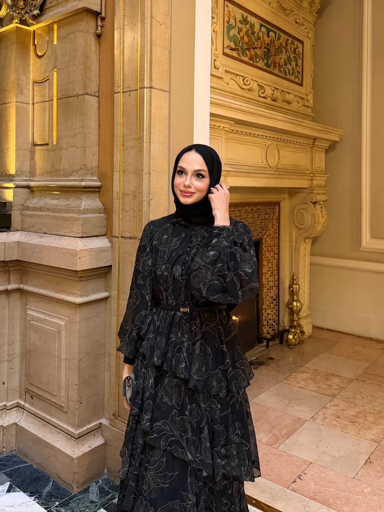 ROSE MARİN İPEK ŞİFON DRESS SİYAH