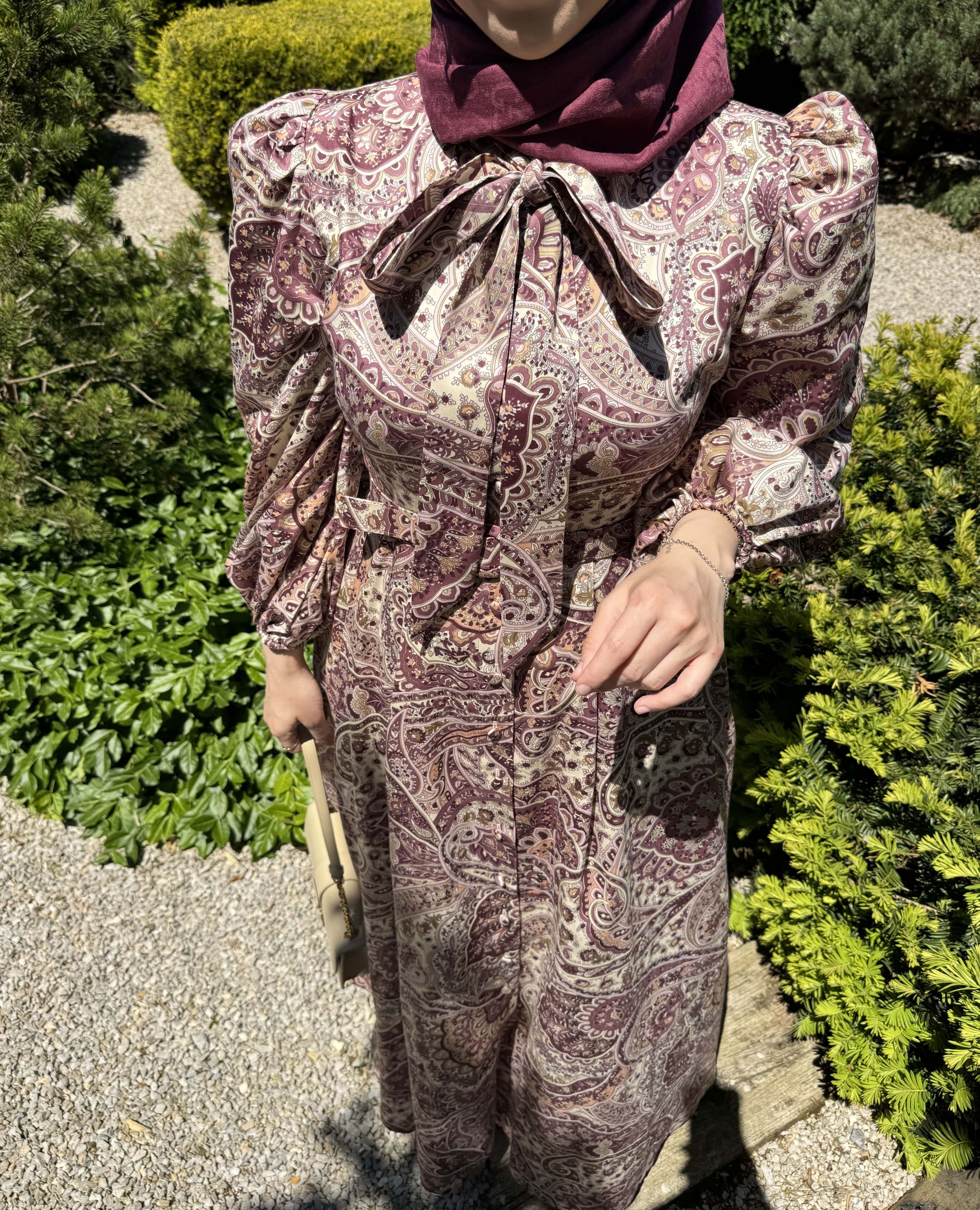 ROSİE %100 PAMUK ELBİSE MÜRDÜM