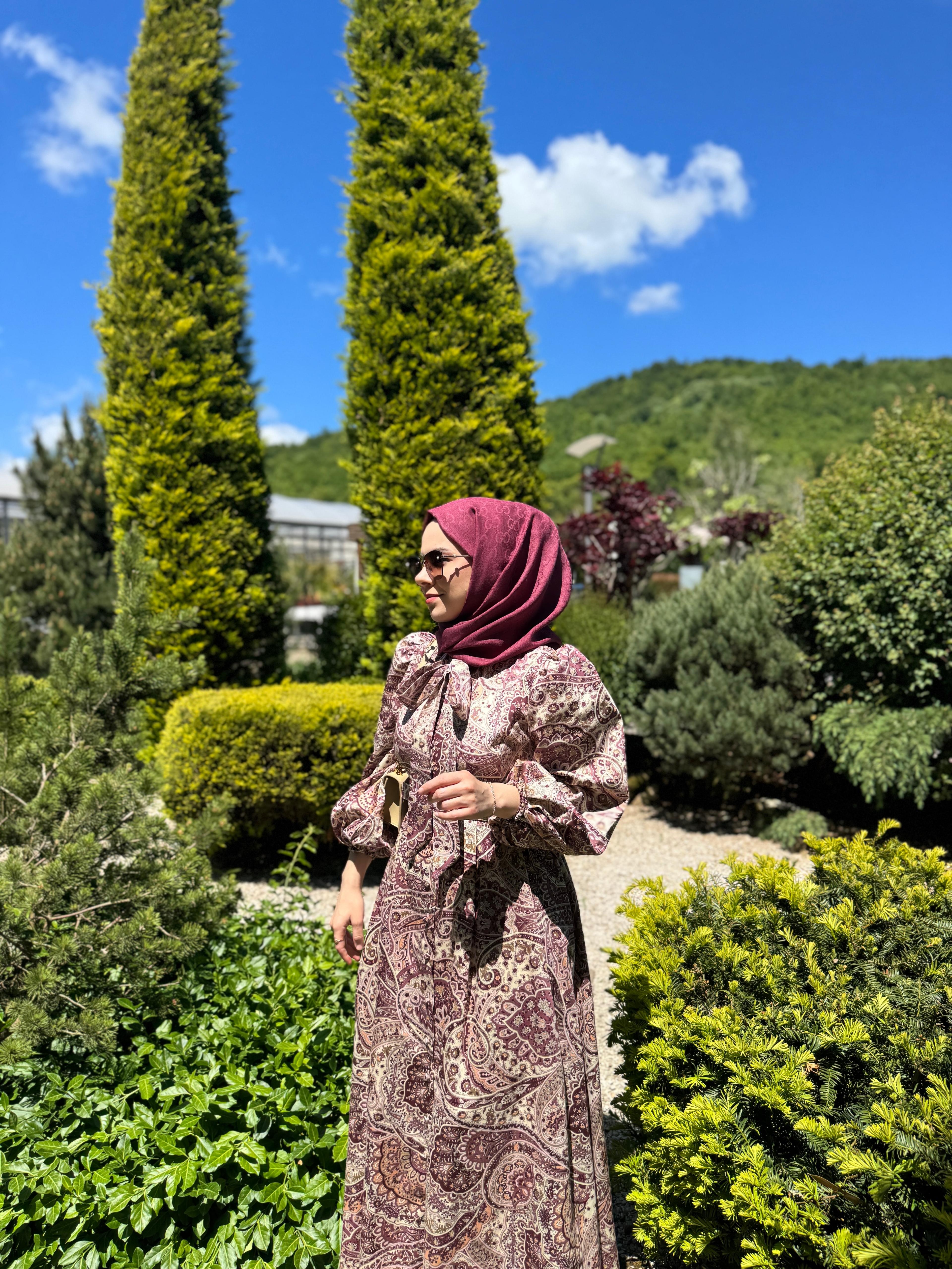 ROSİE %100 PAMUK ELBİSE MÜRDÜM