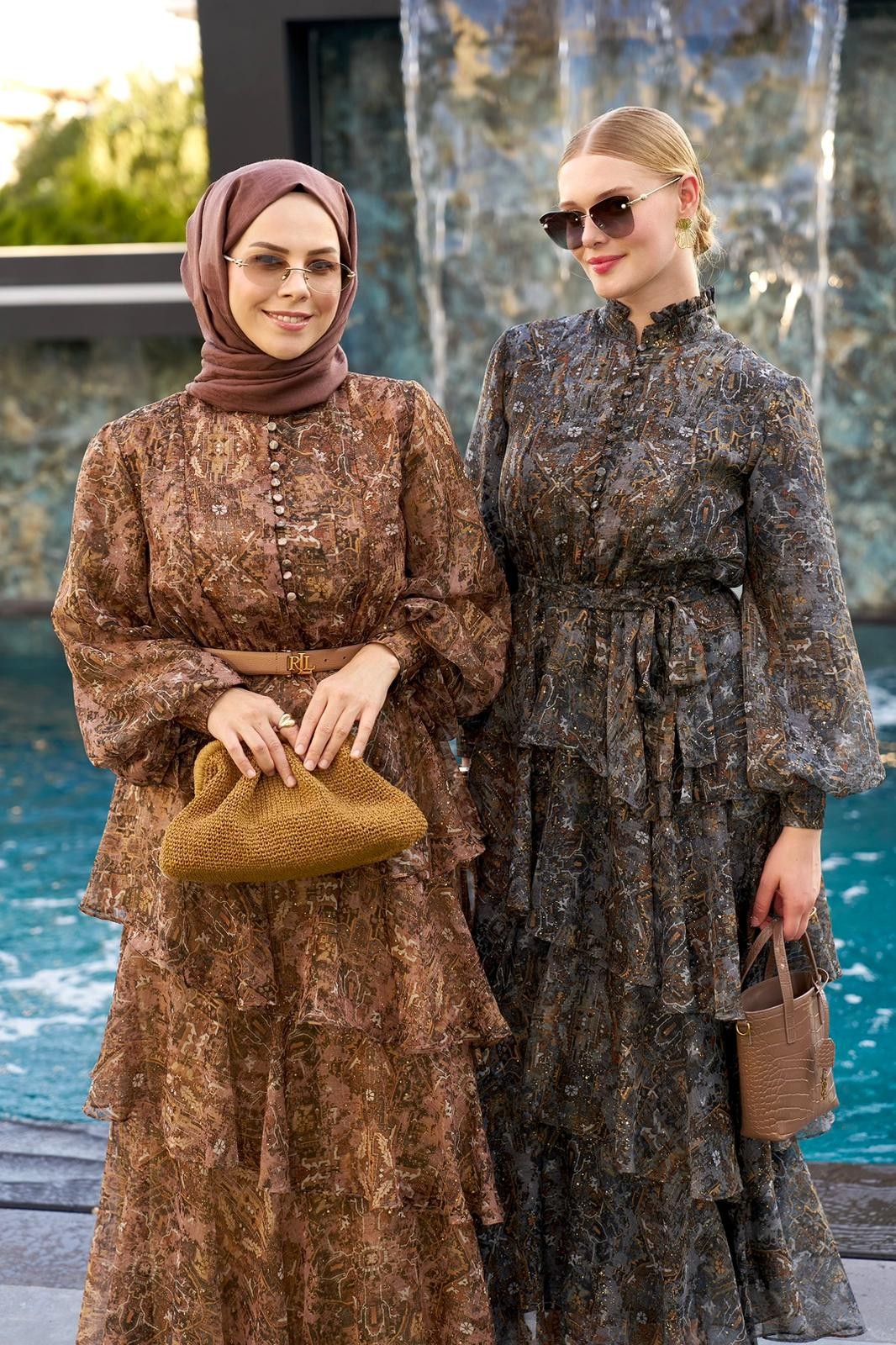 ROSE MARİN İPEK ŞİFON DRESS ANTRASİT