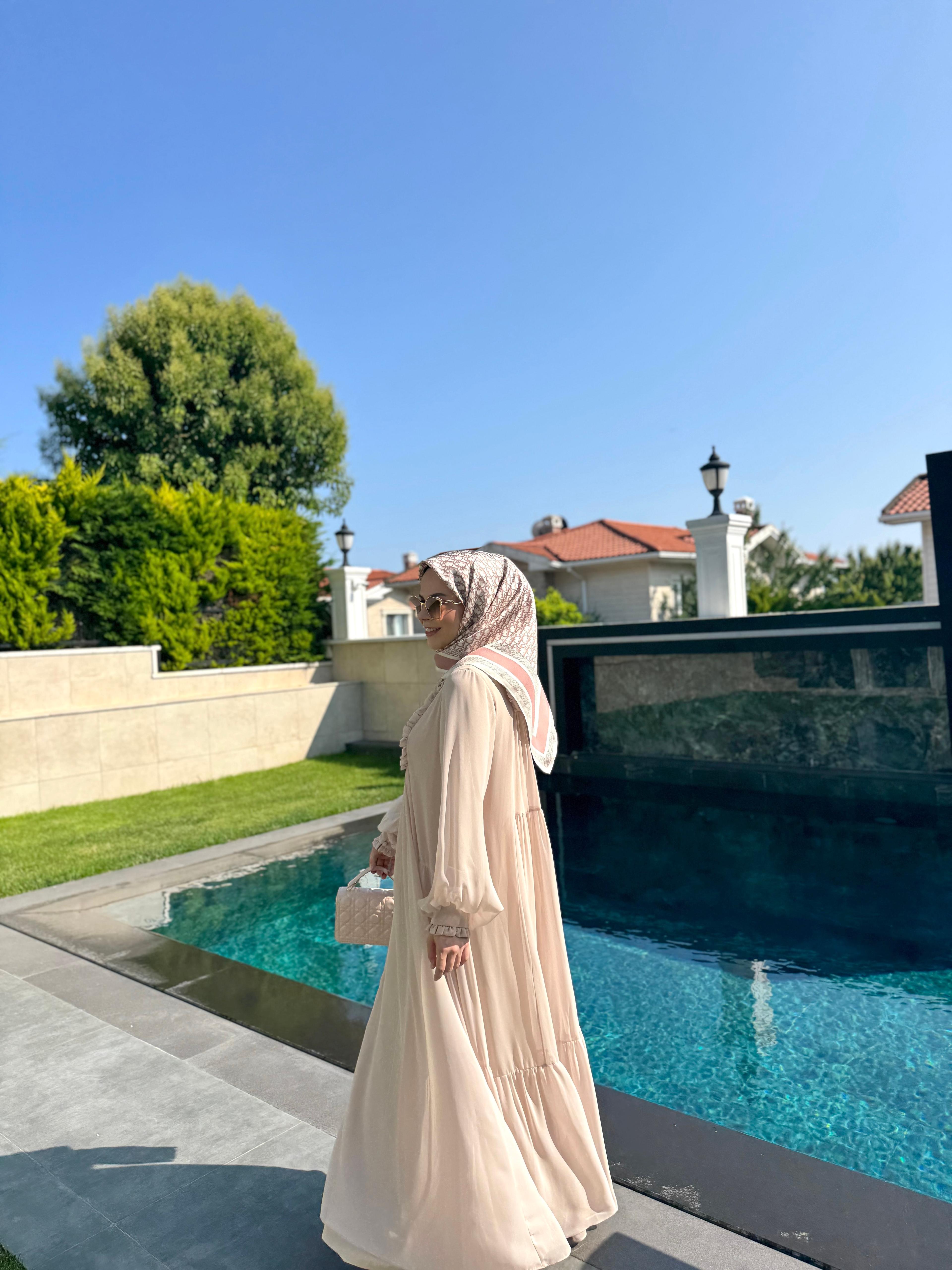 DREAM ŞİFON ELBİSE BEJ