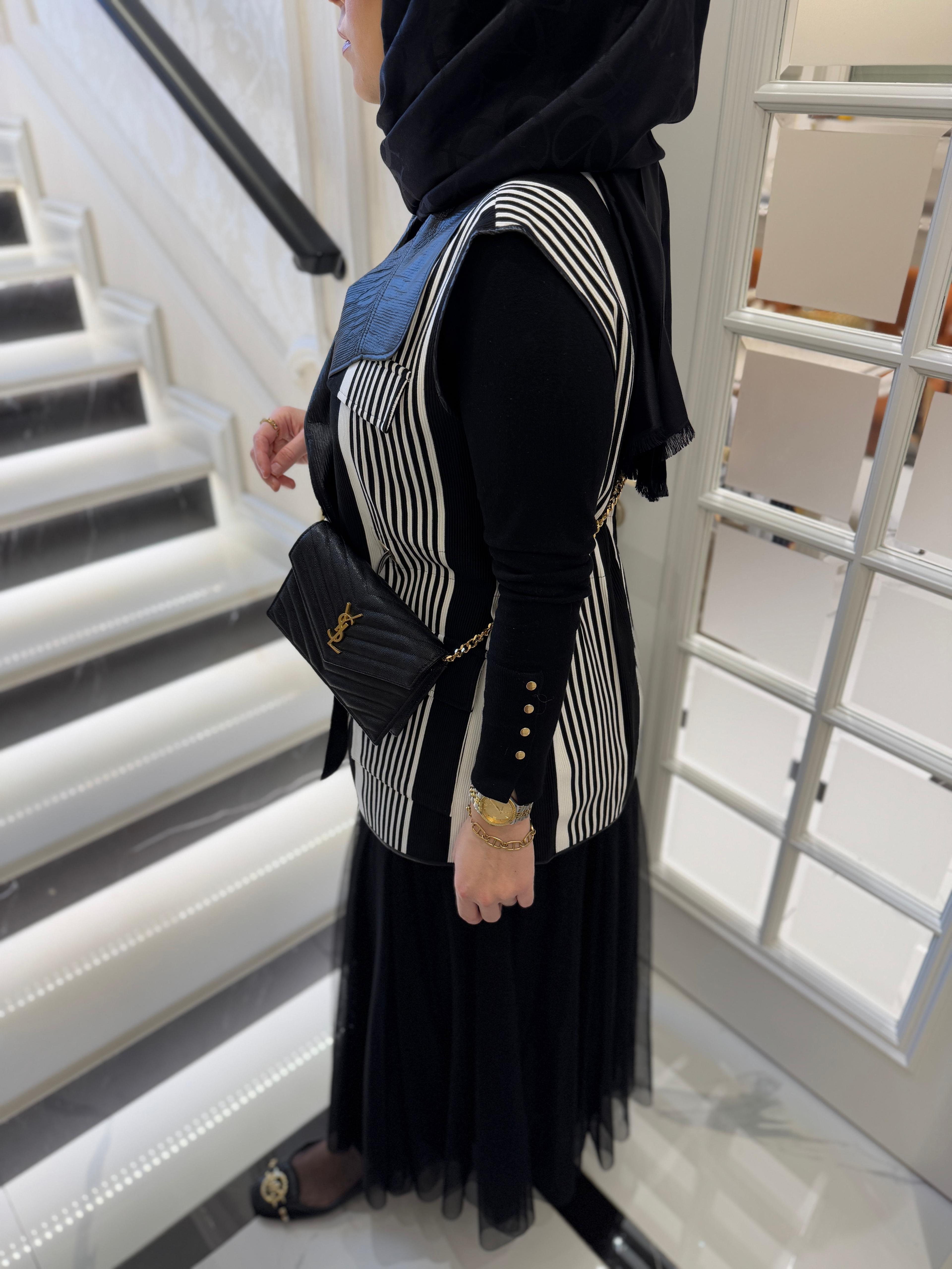 SOFİA YELEK SİYAH-BEYAZ