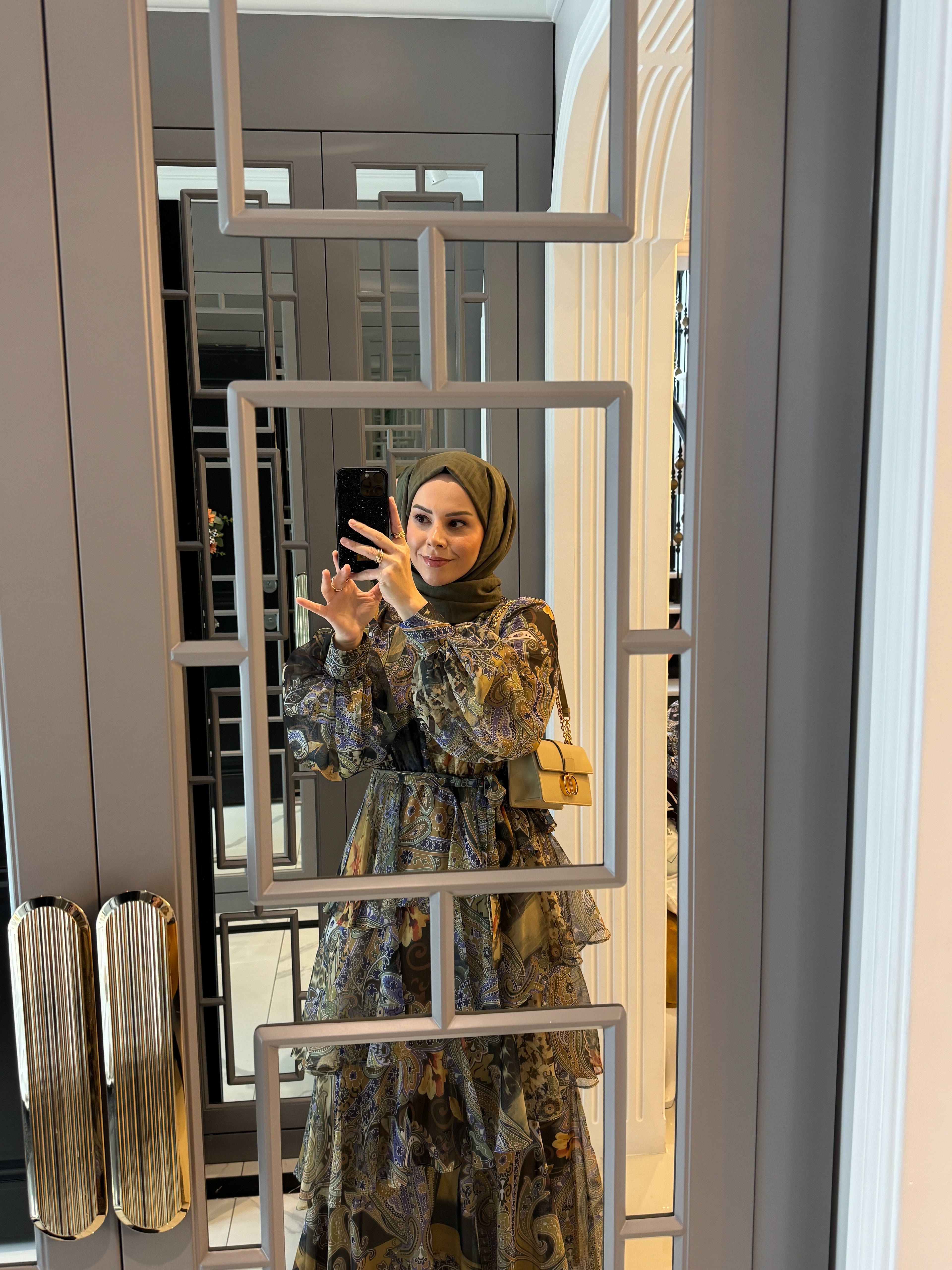 ROSE MARİN İPEK ŞİFON DRESS YEŞİL ETRO DESEN