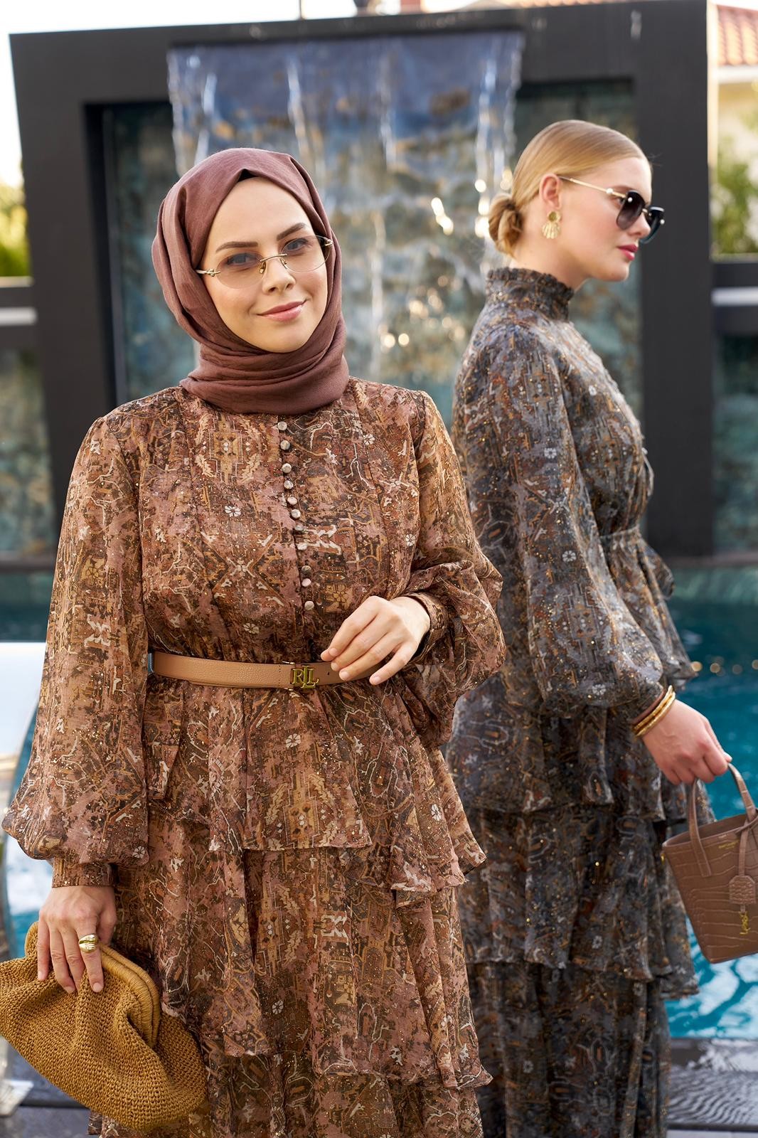 ROSE MARİN İPEK ŞİFON DRESS GÜL KURUSU