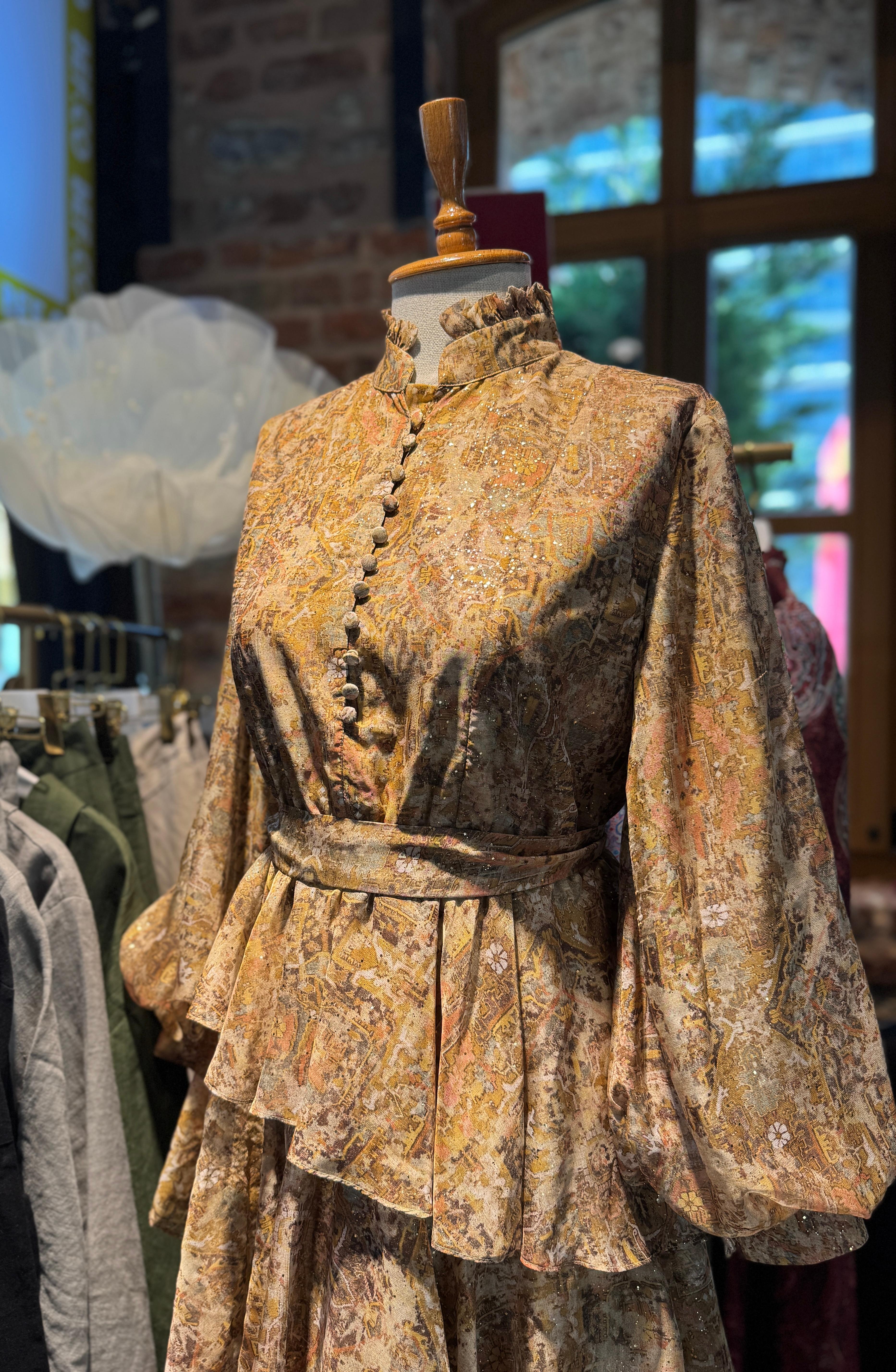 ROSE MARİN İPEK ŞİFON DRESS TABA