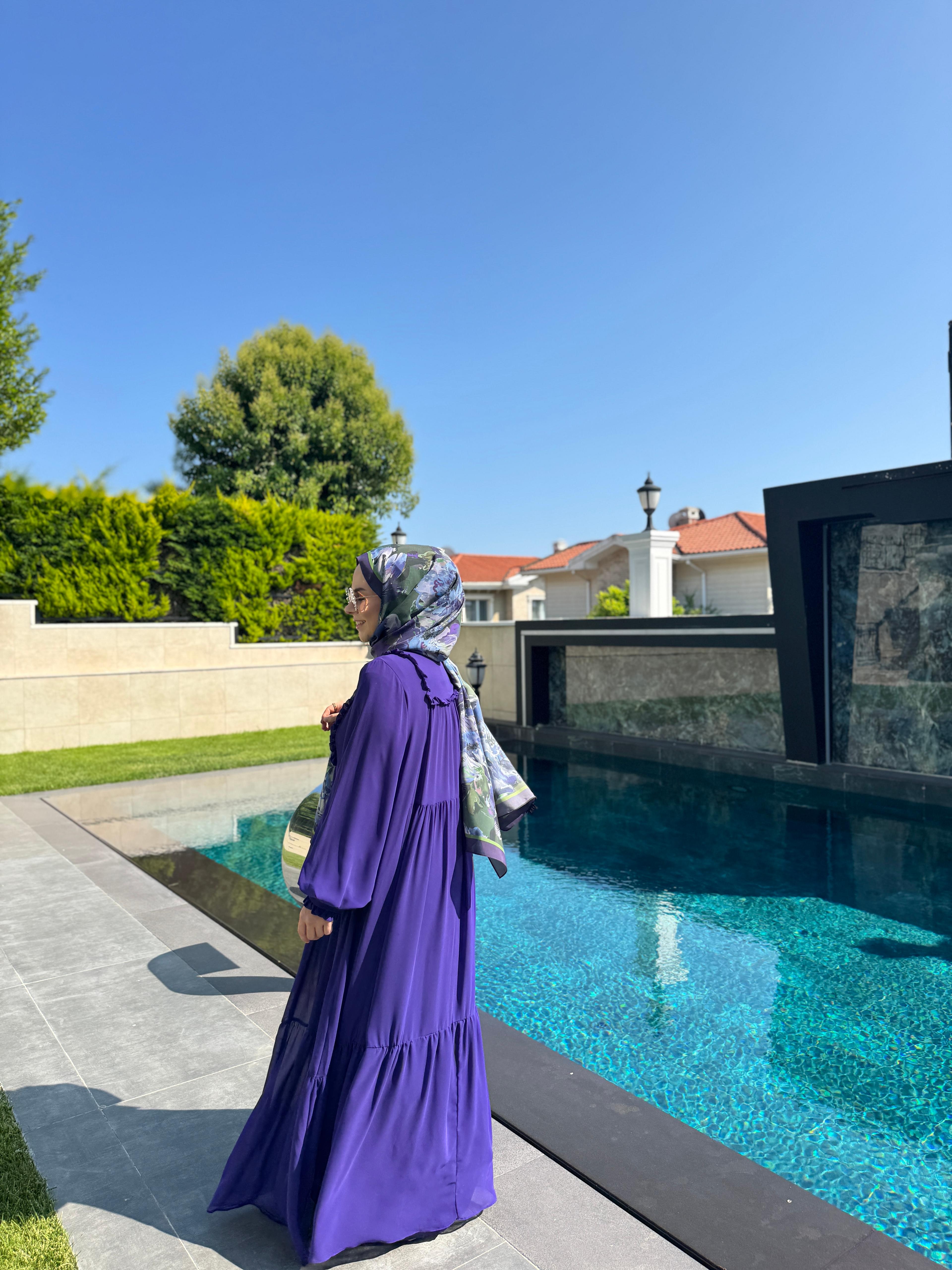 DREAM ŞİFON ELBİSE MOR