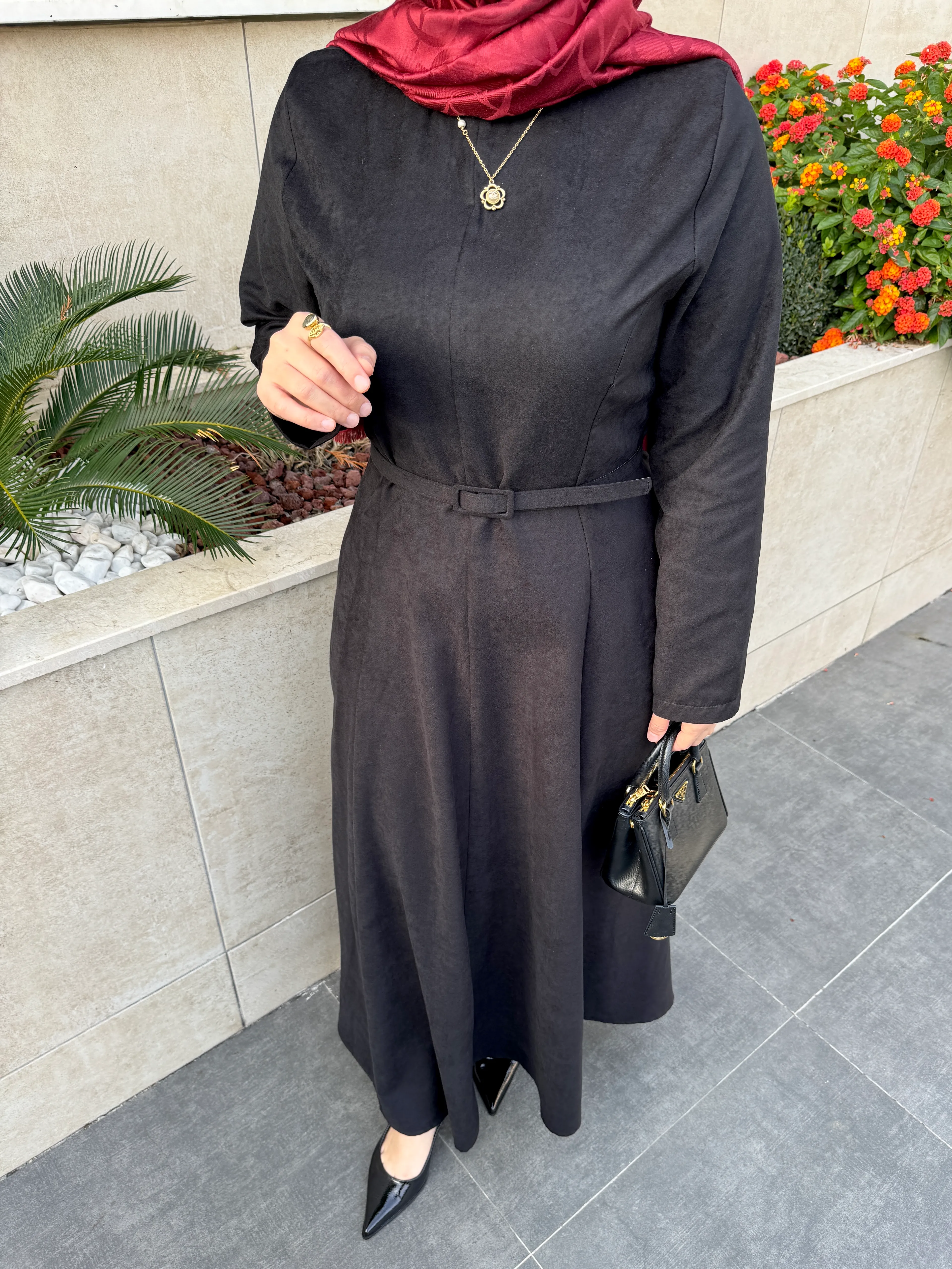 SİYAH SÜET ELBİSE