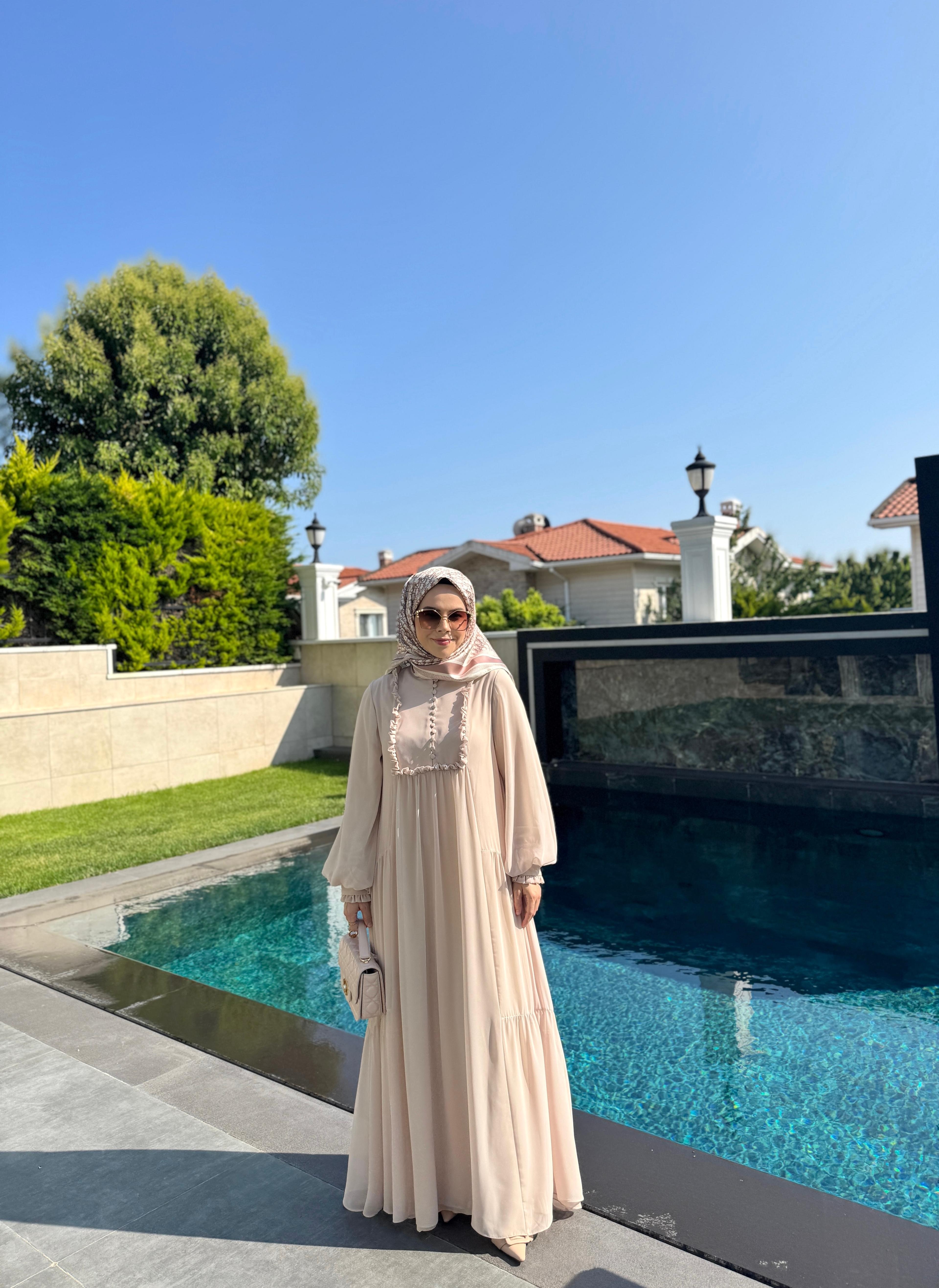 DREAM ŞİFON ELBİSE BEJ