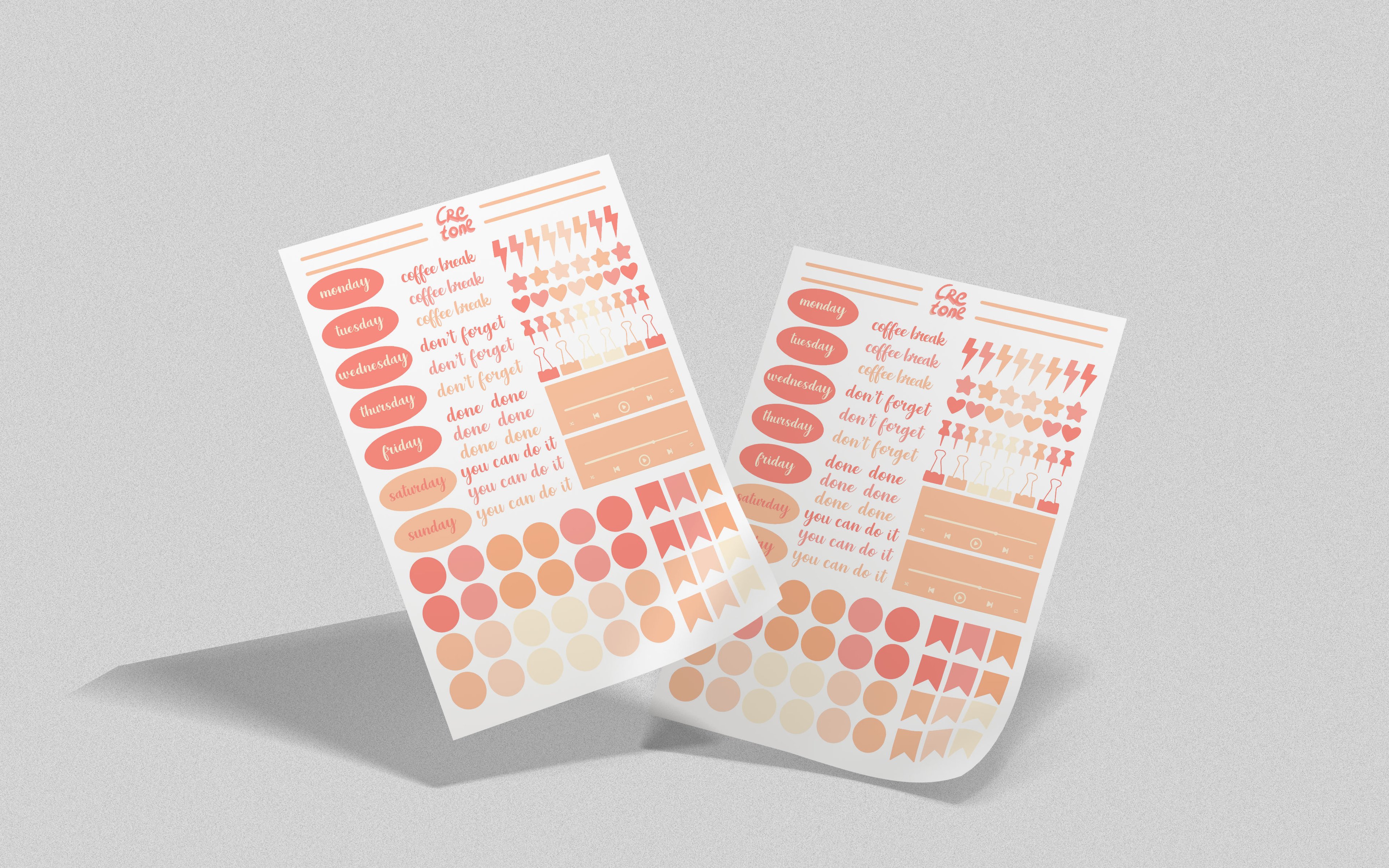 Pastel Renkli Haftalık Planlayıcı Sticker - Açık Pembe