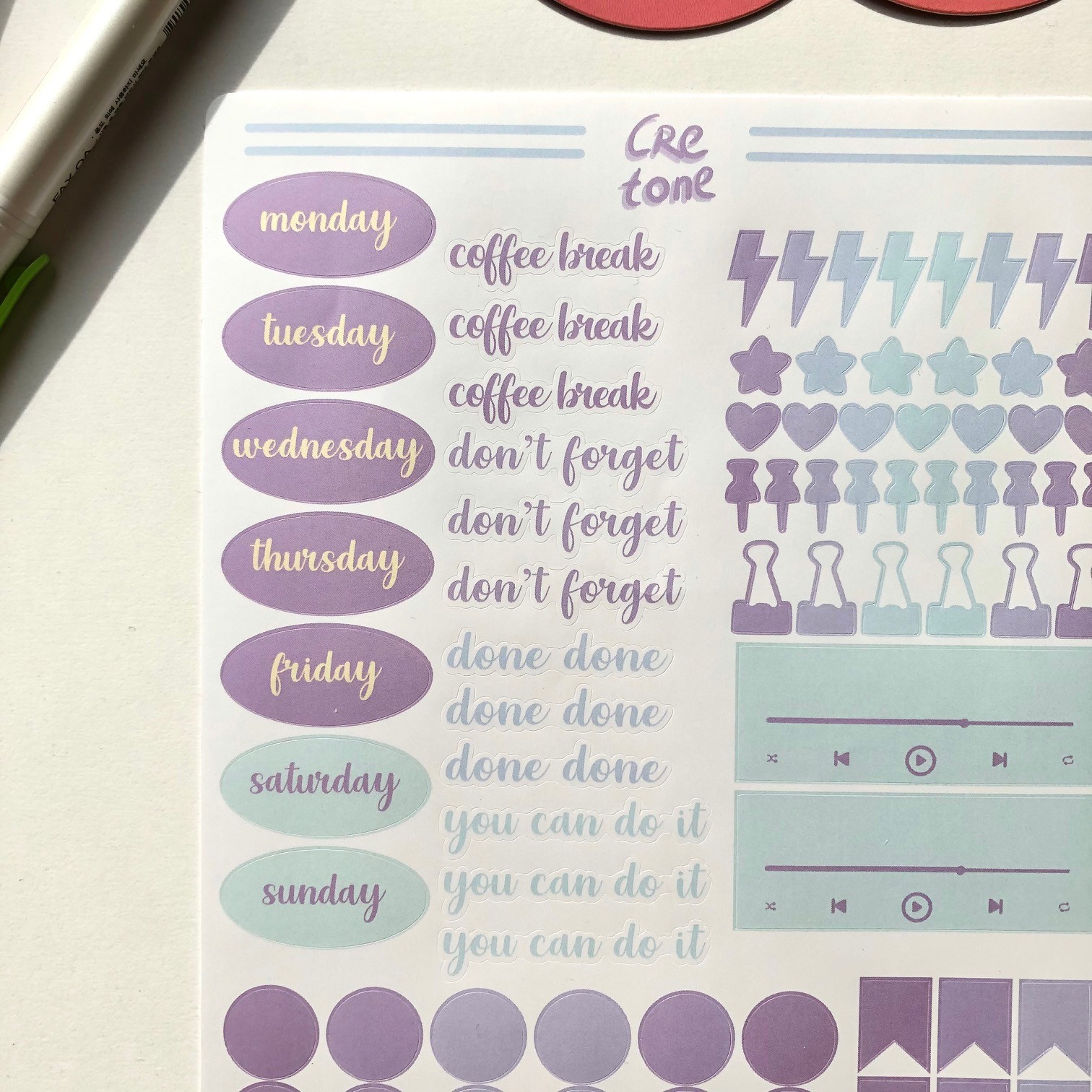 Pastel Renkli Haftalık Planlayıcı Sticker