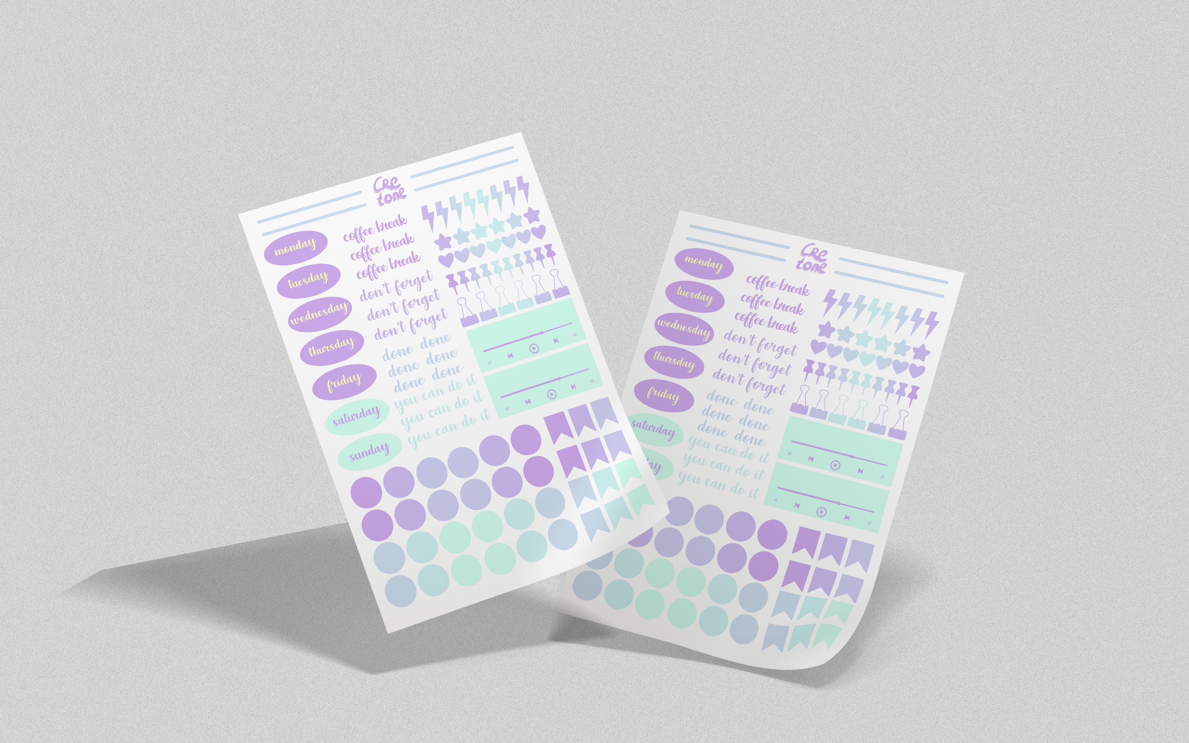 Pastel Renkli Haftalık Planlayıcı Sticker - Mor