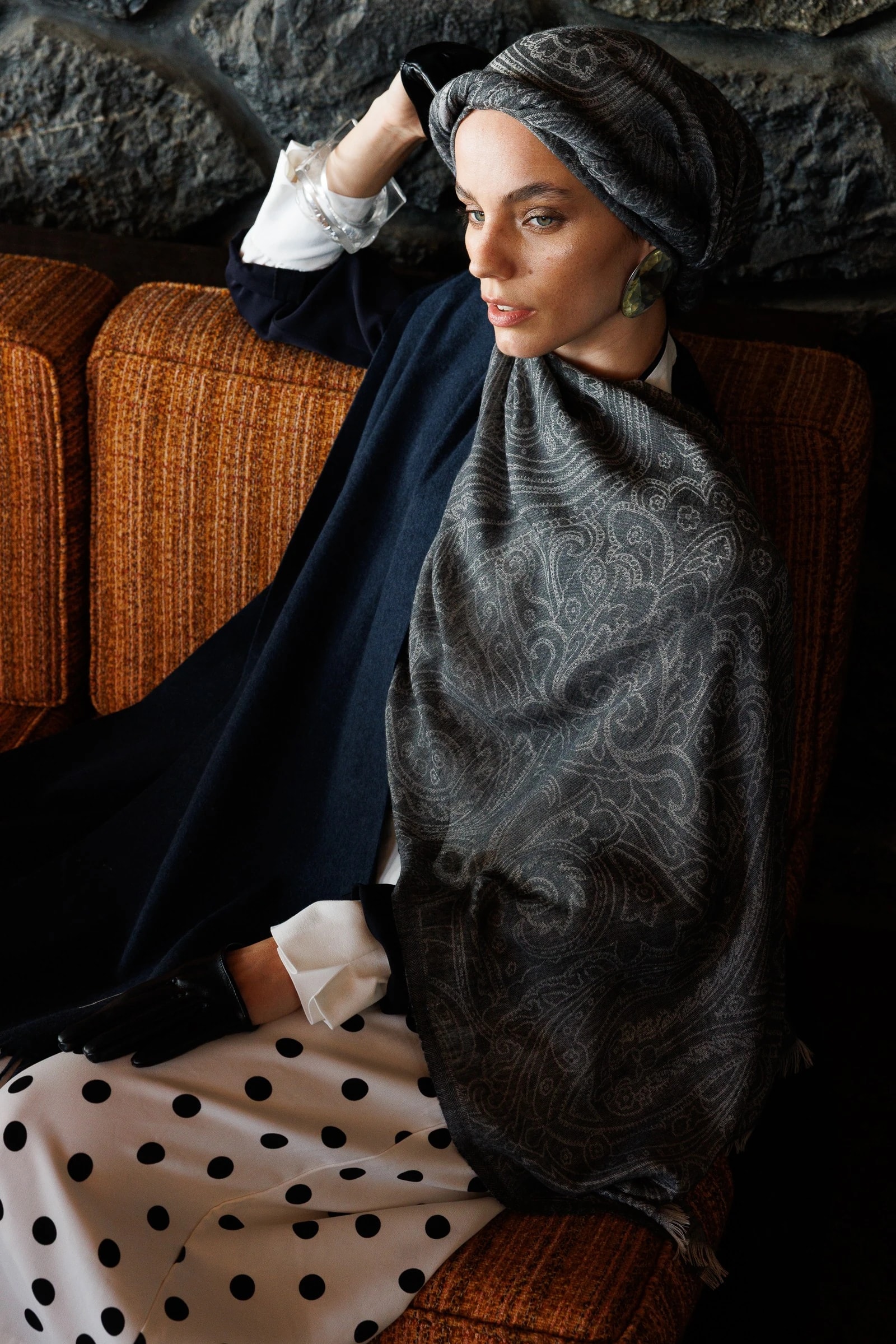 شال صوف كشمير بنمط رومي