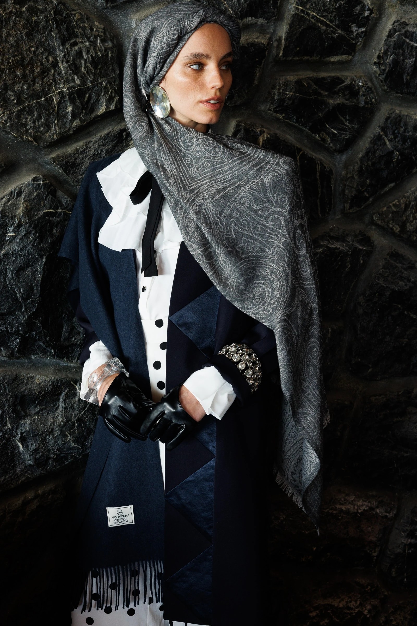 شال صوف كشمير بنمط رومي