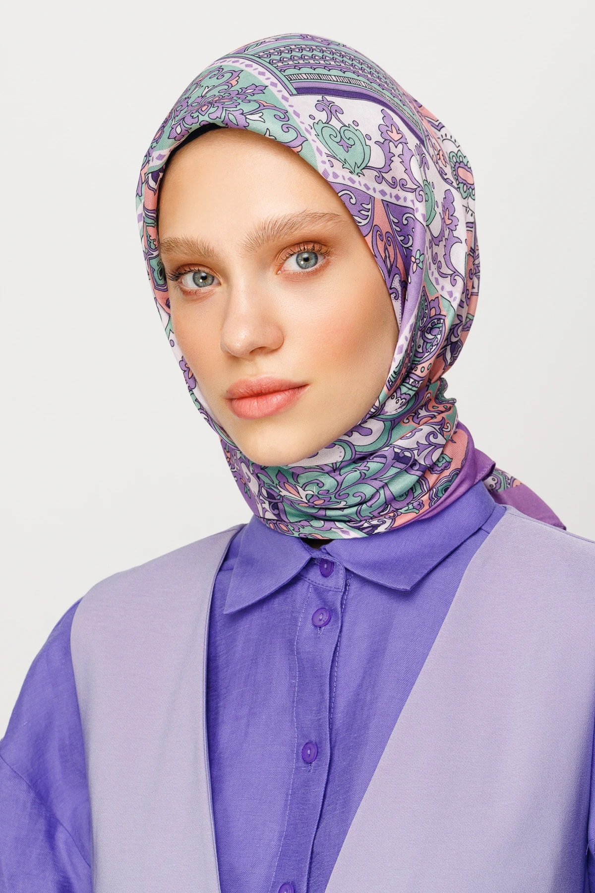 وشاح ناعم رقمي بنقشة 40 رقعة - أرجواني