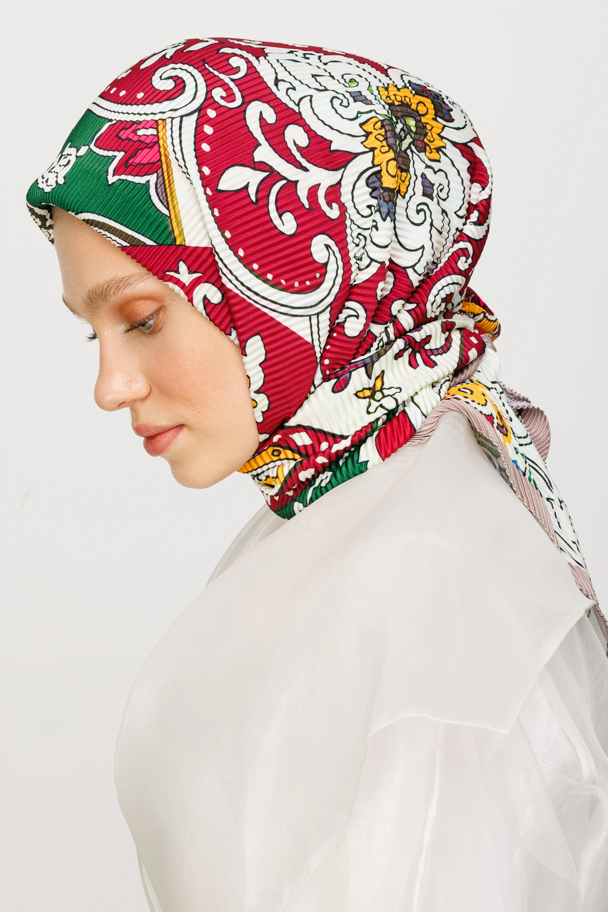 وشاح مطوي بنقشة 40 رقعة - أخضر