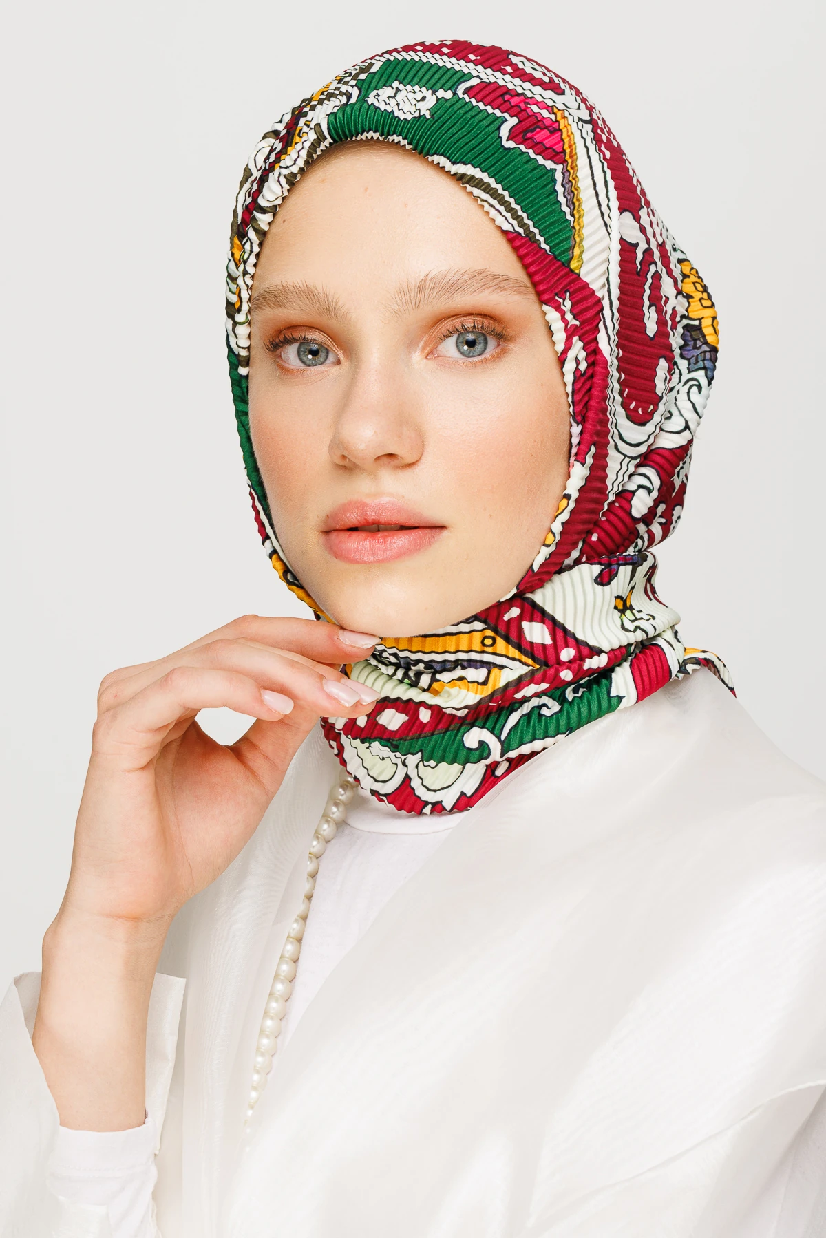 وشاح مطوي بنقشة 40 رقعة - أخضر