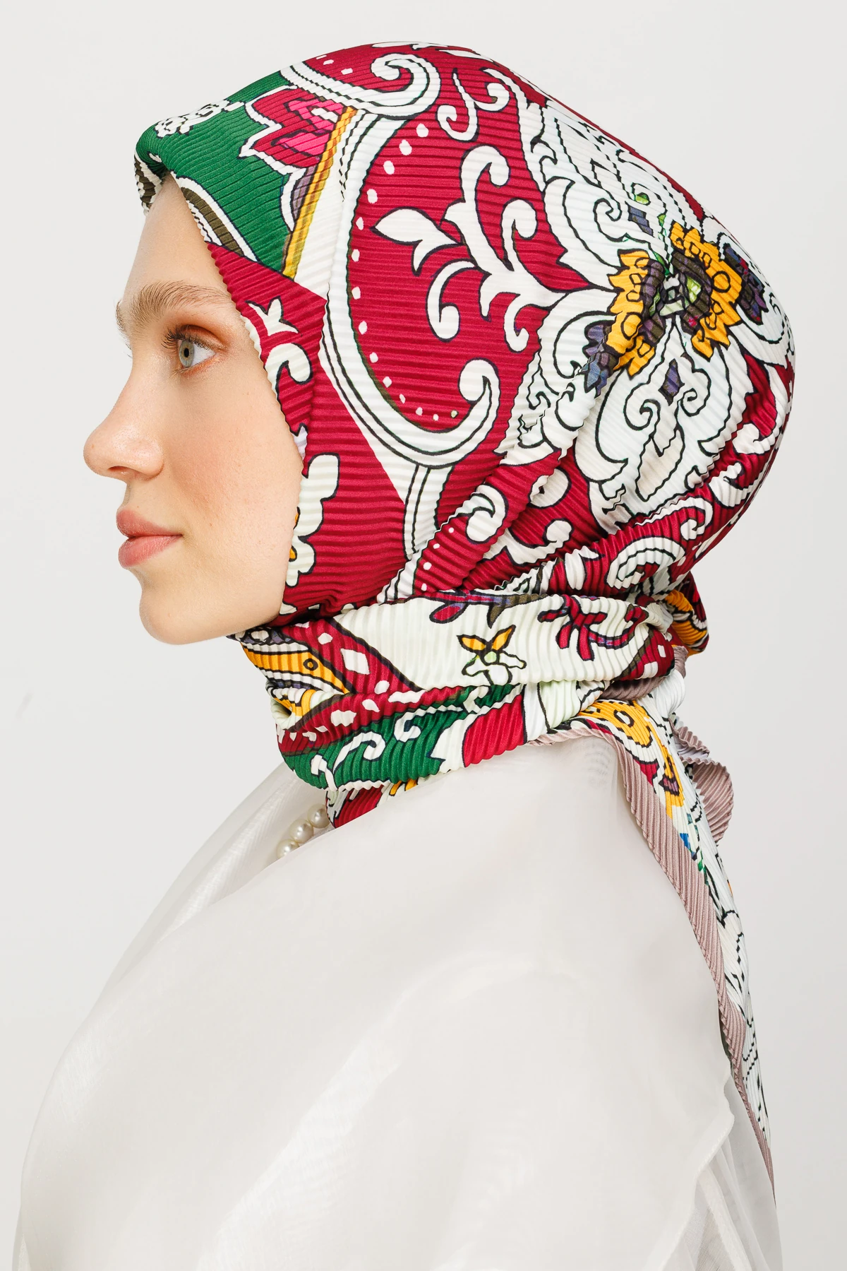 وشاح مطوي بنقشة 40 رقعة - أخضر