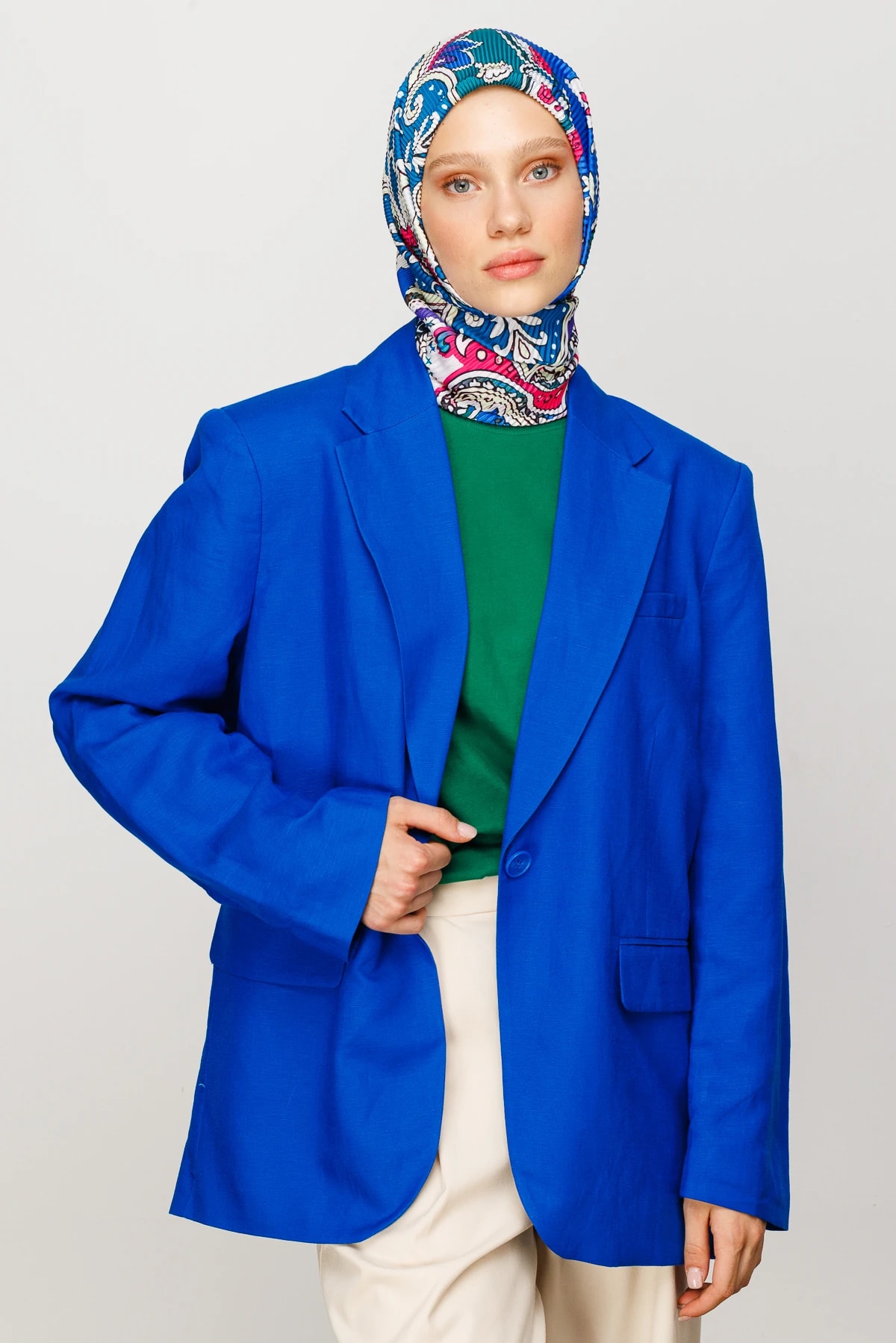 وشاح مطوي بنقشة 40 رقعة - ساكس بلو