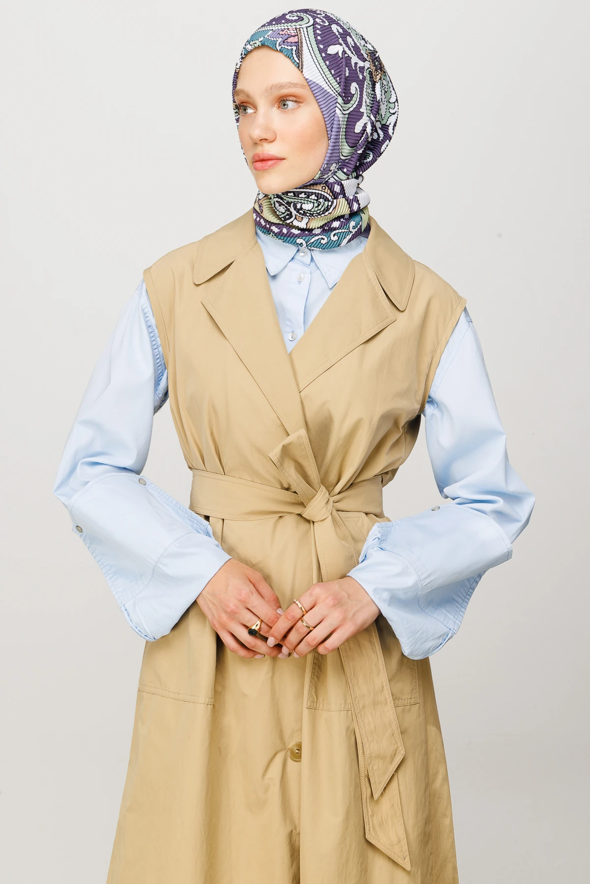 وشاح مطوي بنقشة 40 رقعة - أرجواني