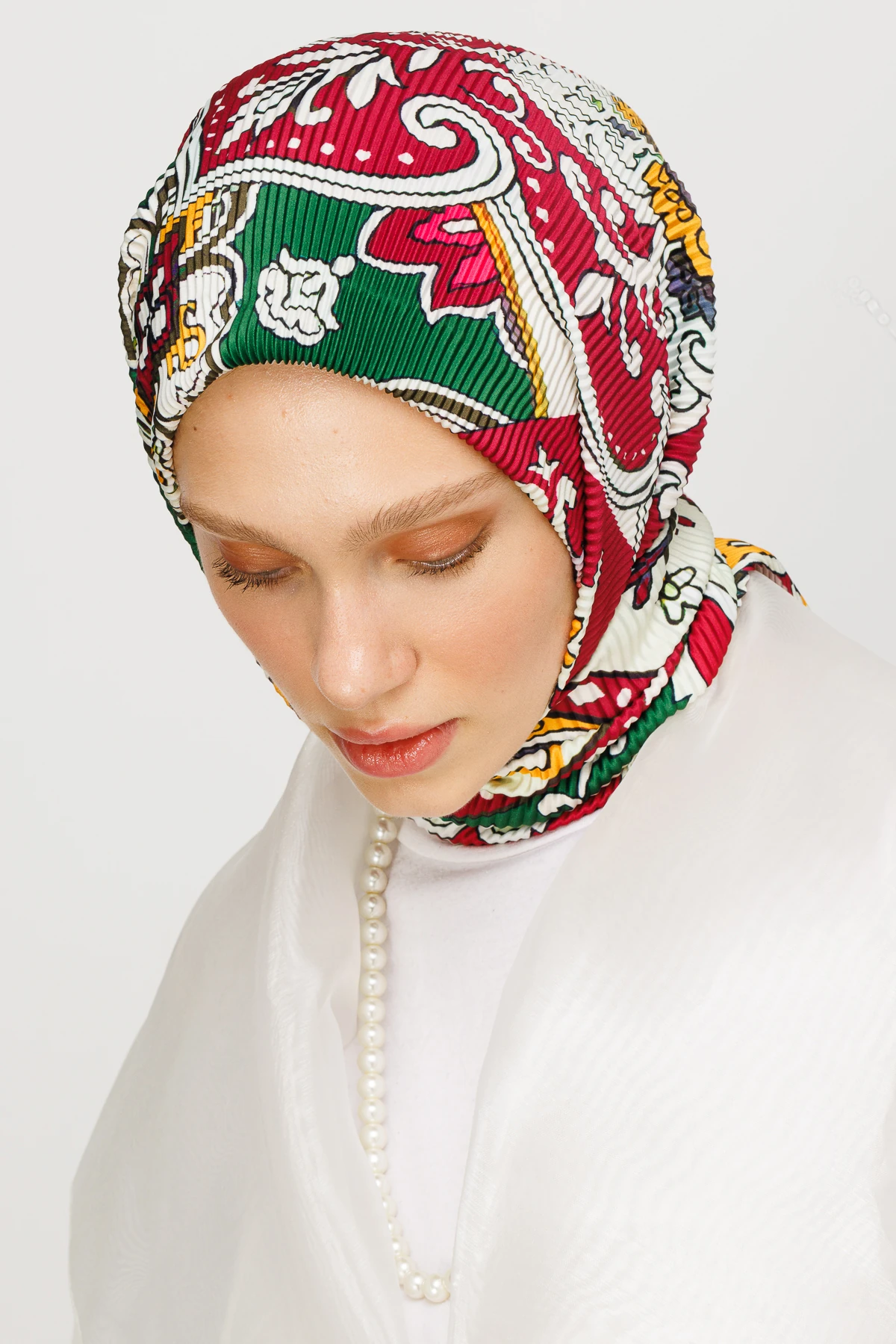 وشاح مطوي بنقشة 40 رقعة - أخضر