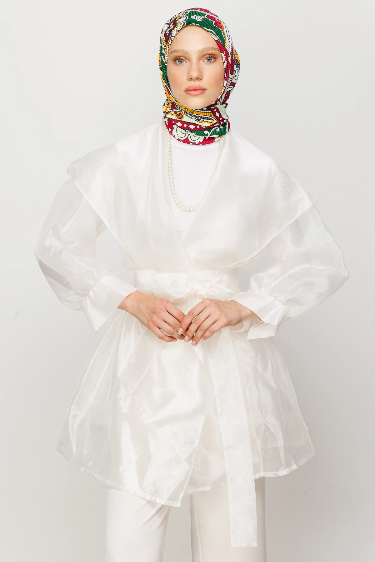 وشاح مطوي بنقشة 40 رقعة - أخضر