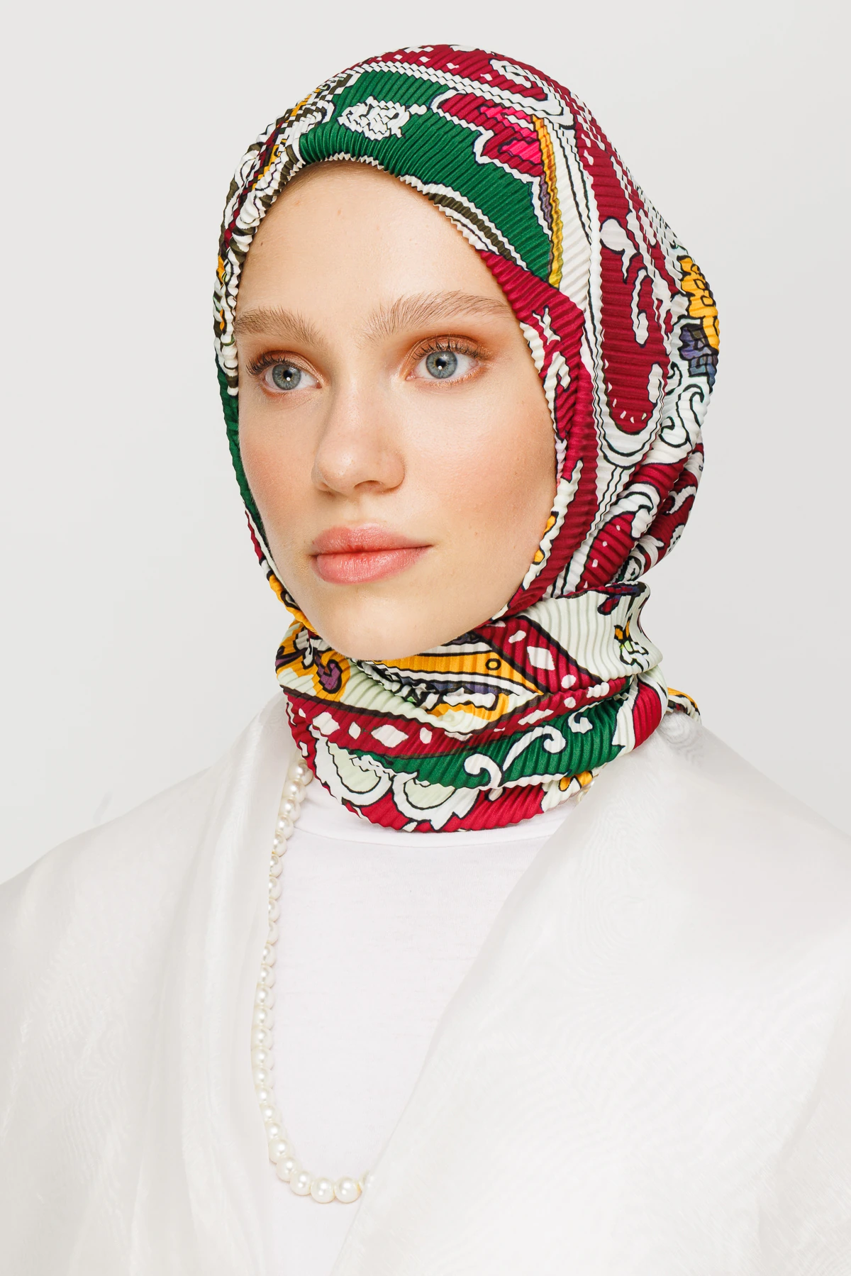 وشاح مطوي بنقشة 40 رقعة - أخضر