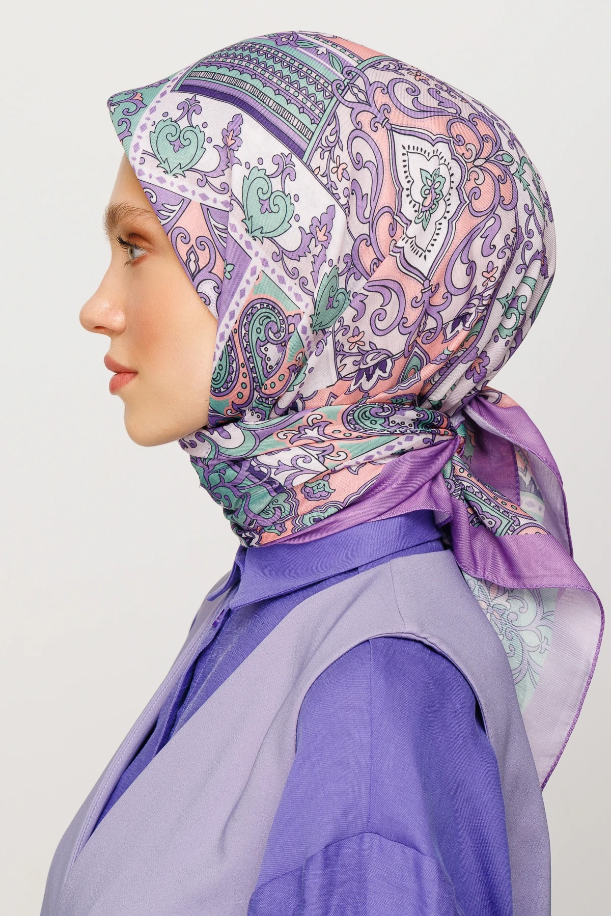 وشاح ناعم رقمي بنقشة 40 رقعة - أرجواني