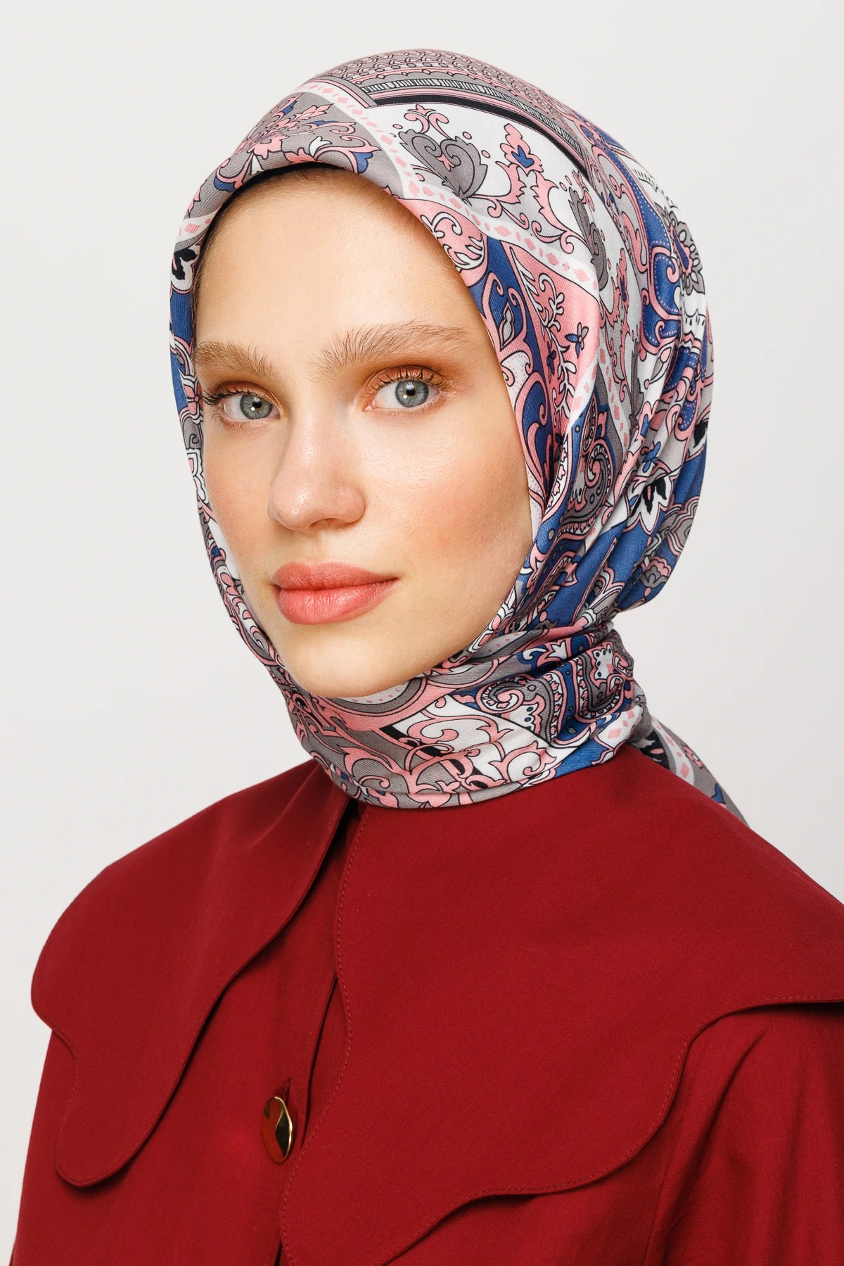 وشاح ناعم رقمي بنقشة 40 رقعة - رمادي