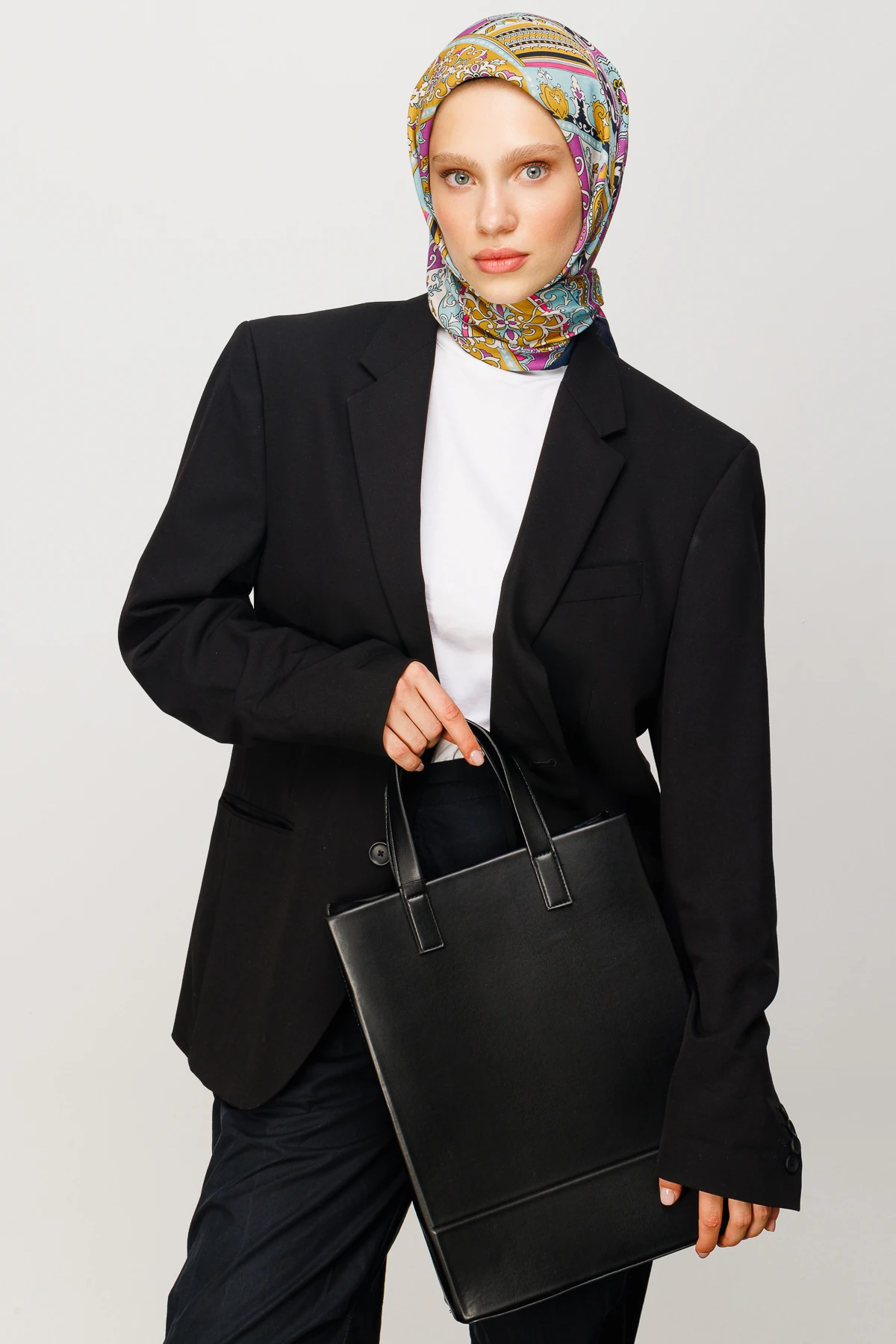 وشاح ناعم رقمي بنقشة 40 رقعة - زعفران