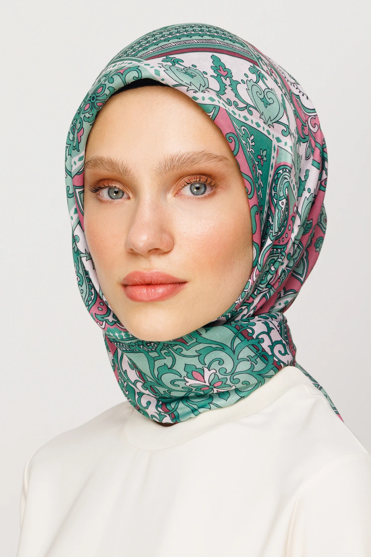 وشاح ناعم رقمي بنقشة 40 رقعة - أخضر نعناعي