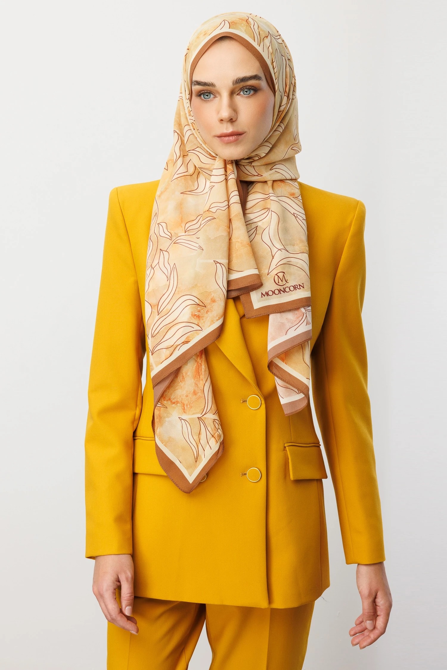 شال حرير خبي بنقشة السعف