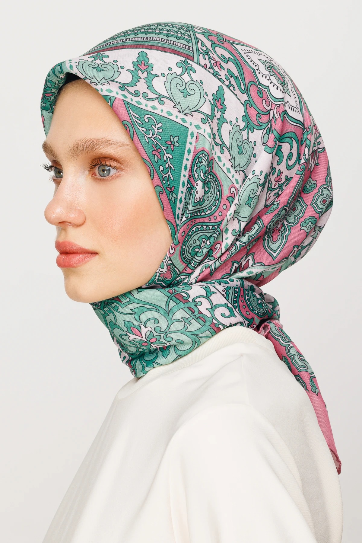 وشاح ناعم رقمي بنقشة 40 رقعة - أخضر نعناعي