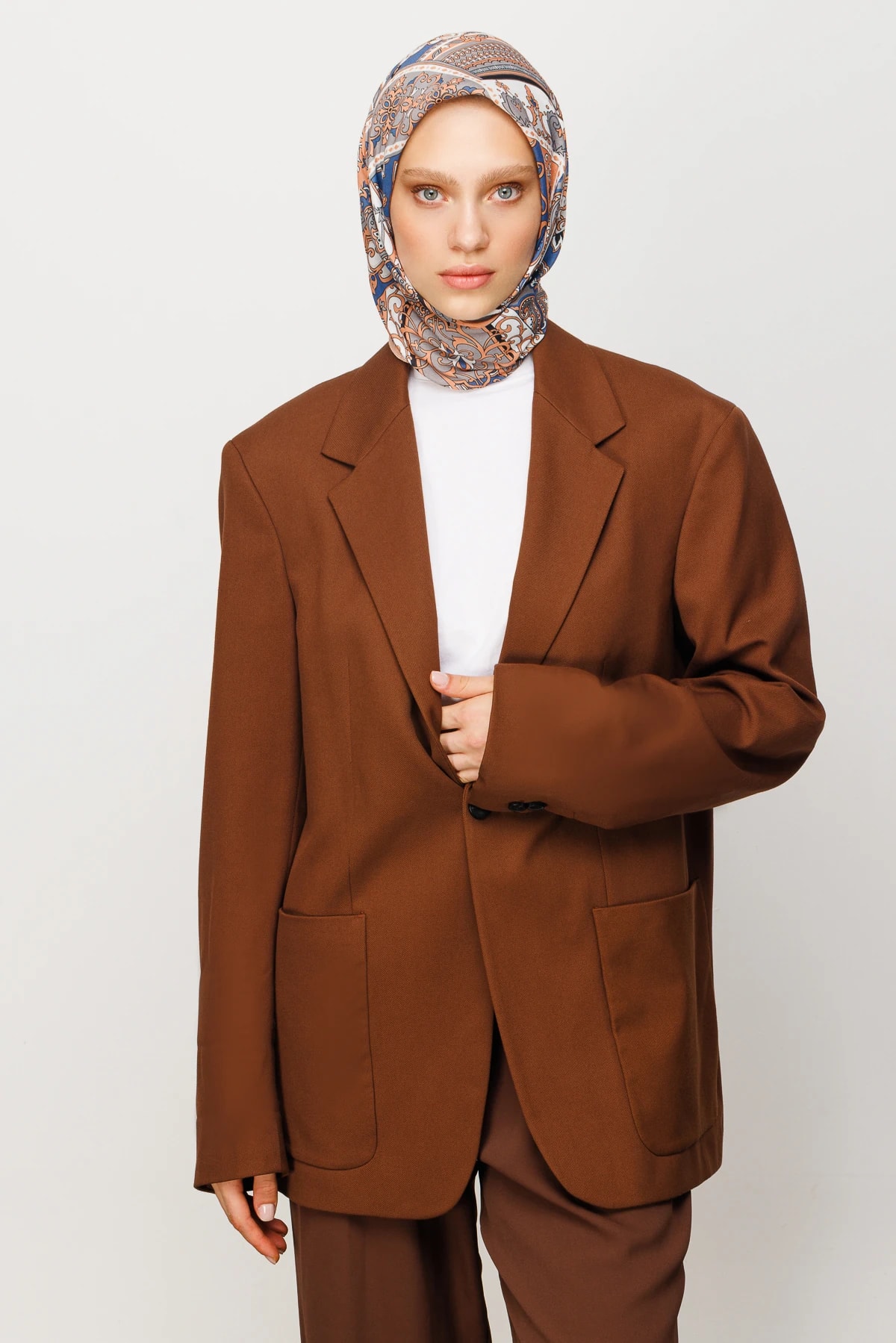 وشاح ناعم رقمي بنقشة 40 رقعة - سمك السلمون