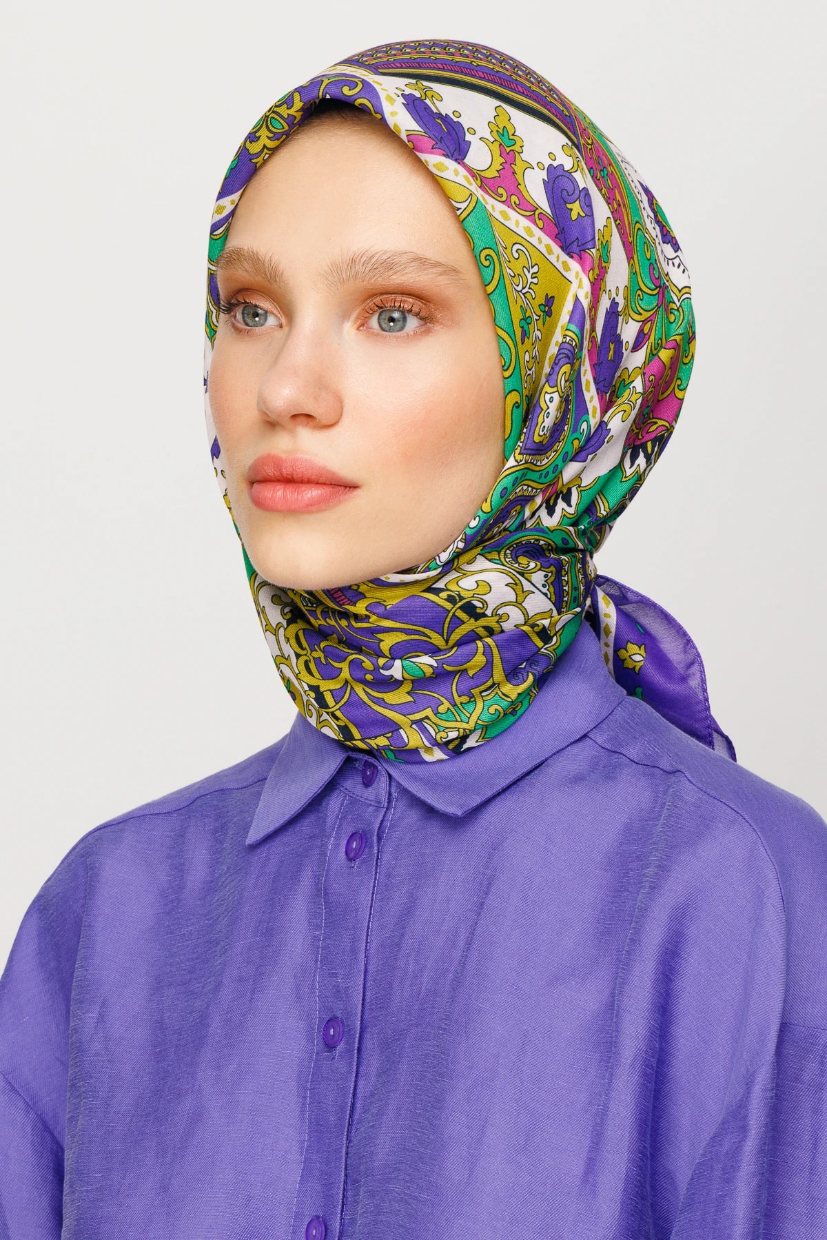 وشاح ناعم رقمي بنقشة 40 رقعة - الخزامى